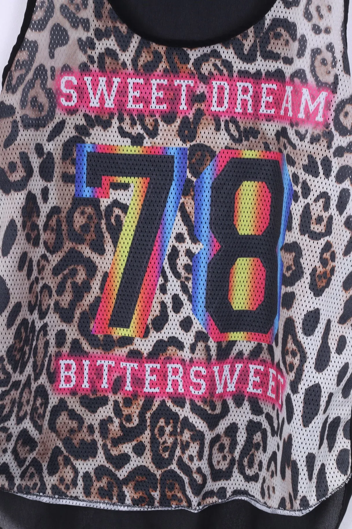 Made in Italy  Womens S Tank Top Shirt Mesh Animal Print Sweet Dream