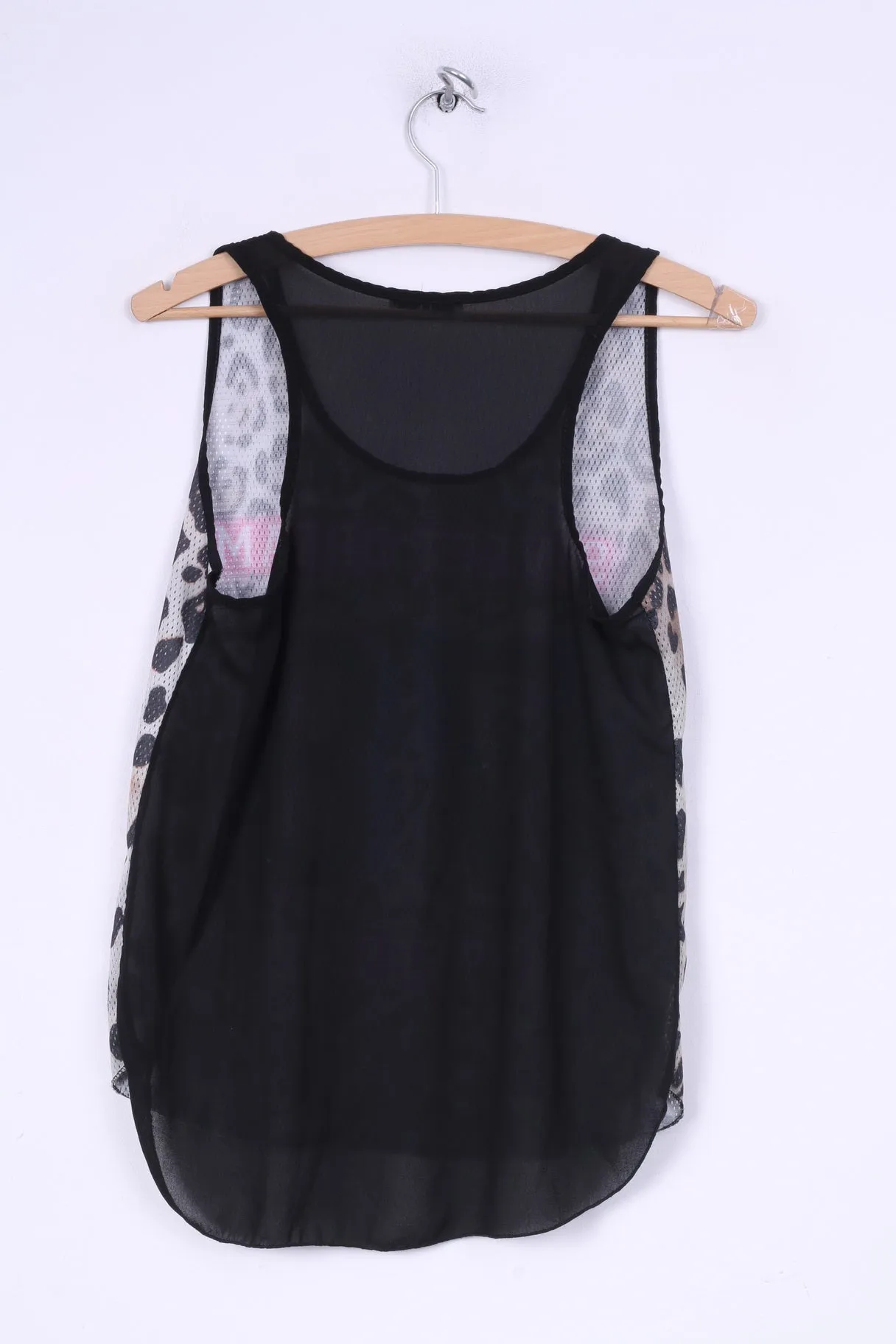 Made in Italy  Womens S Tank Top Shirt Mesh Animal Print Sweet Dream