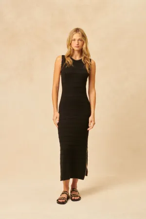 MARIO EMBROIDERED EDGE POINTELLE KNIT DRESS