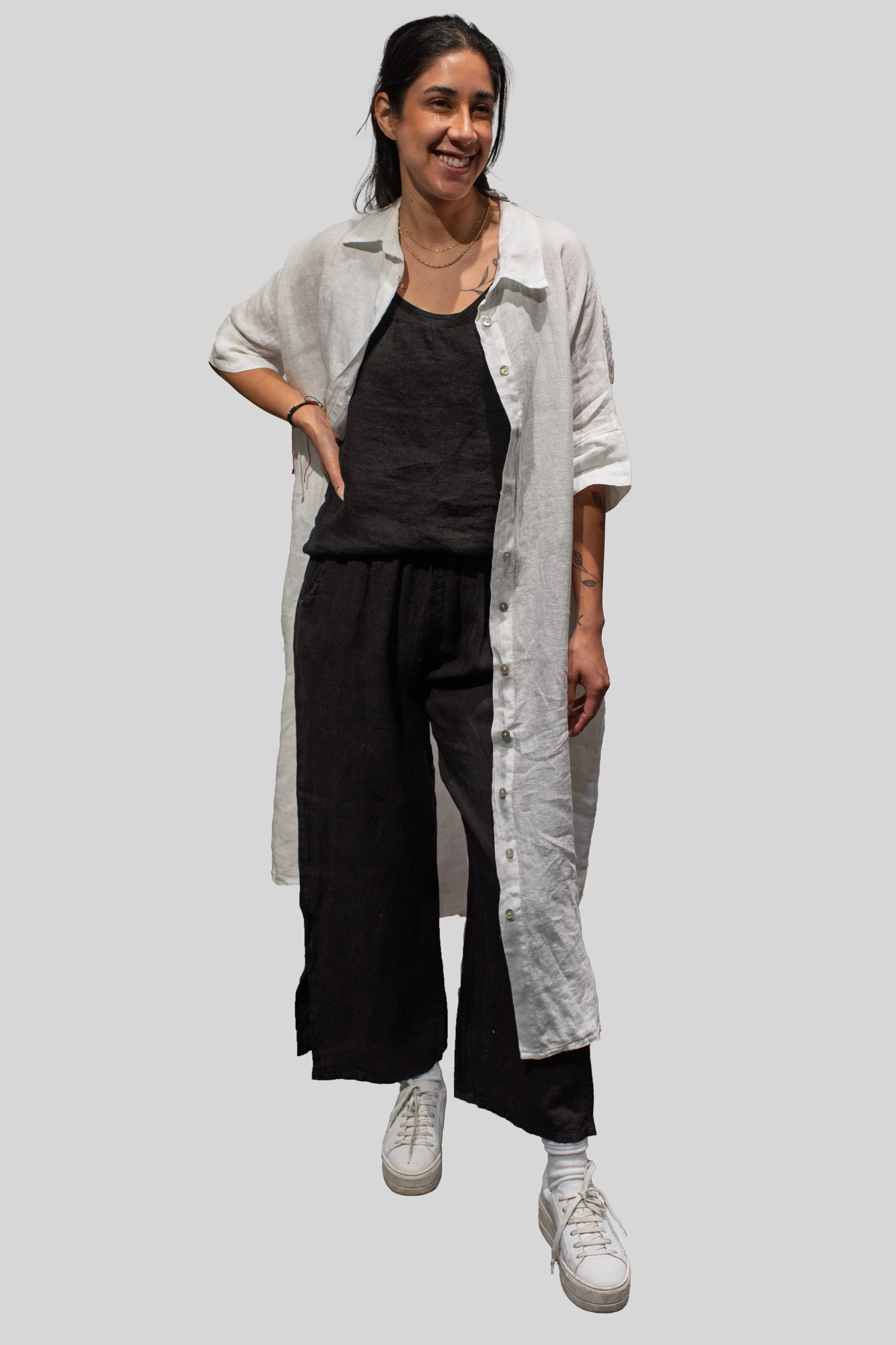 MAXI LINEN BLOUSE DRESS