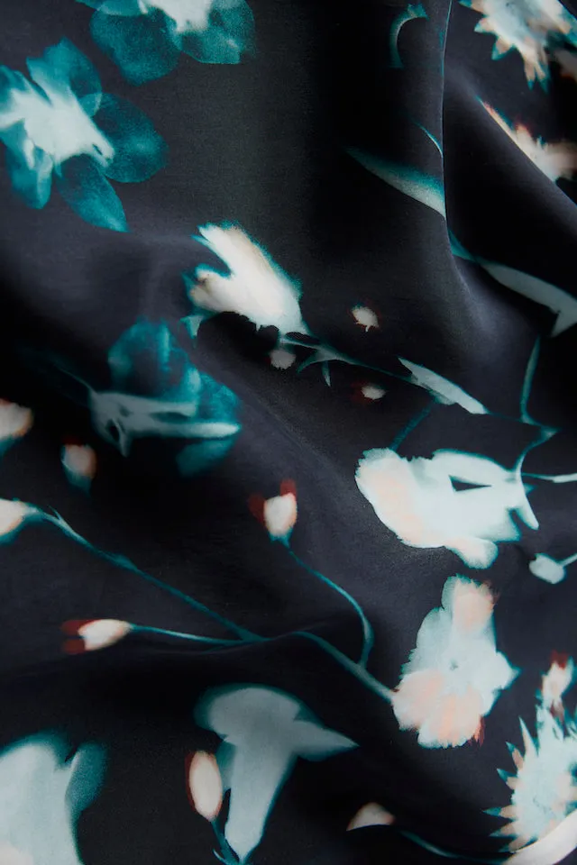 Midi dress GBANISSA made of Cupro (Bemberg™) - Black / Dark Teal (Flowers) Givn Berlin