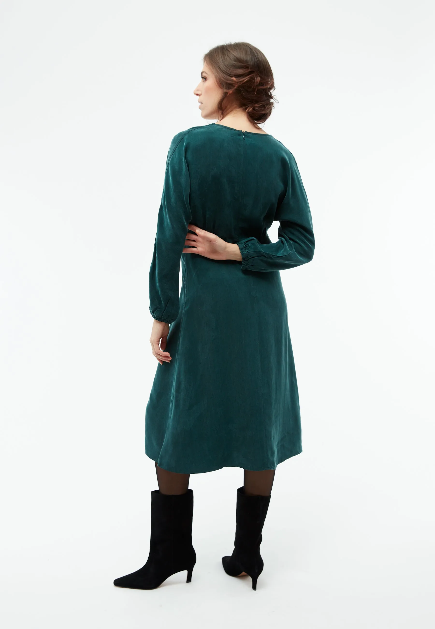 Midi dress GBANISSA made of cupro (Bemberg™) - Dark Teal Givn Berlin
