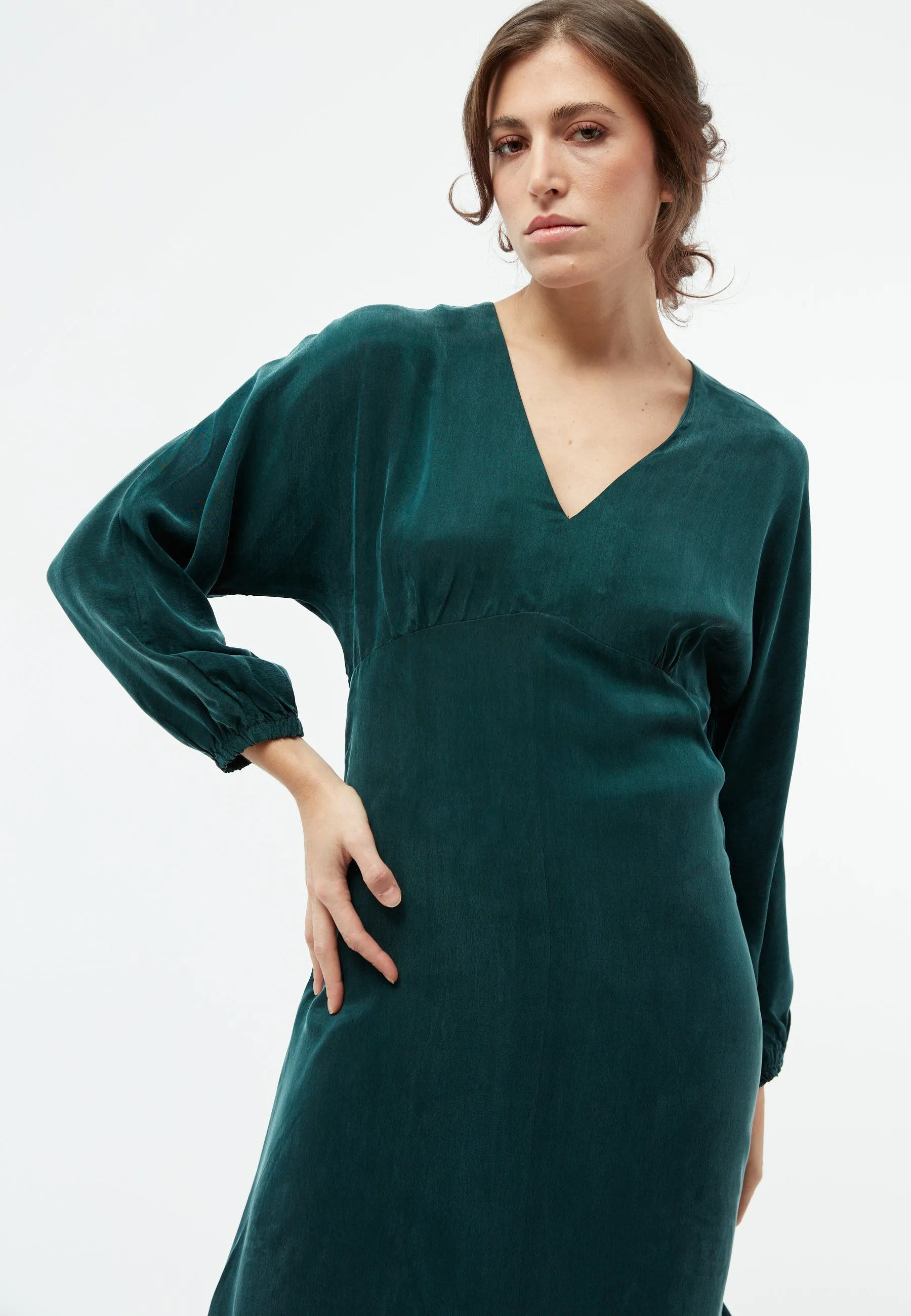 Midi dress GBANISSA made of cupro (Bemberg™) - Dark Teal Givn Berlin