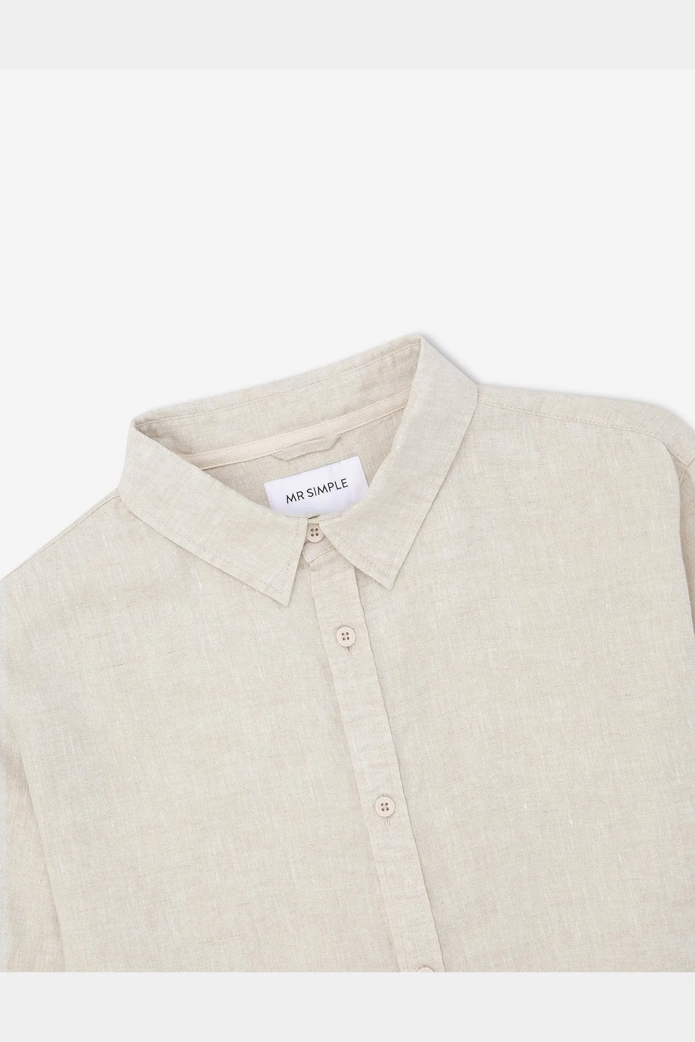 Mr simple linen long sleeve shirt - natural