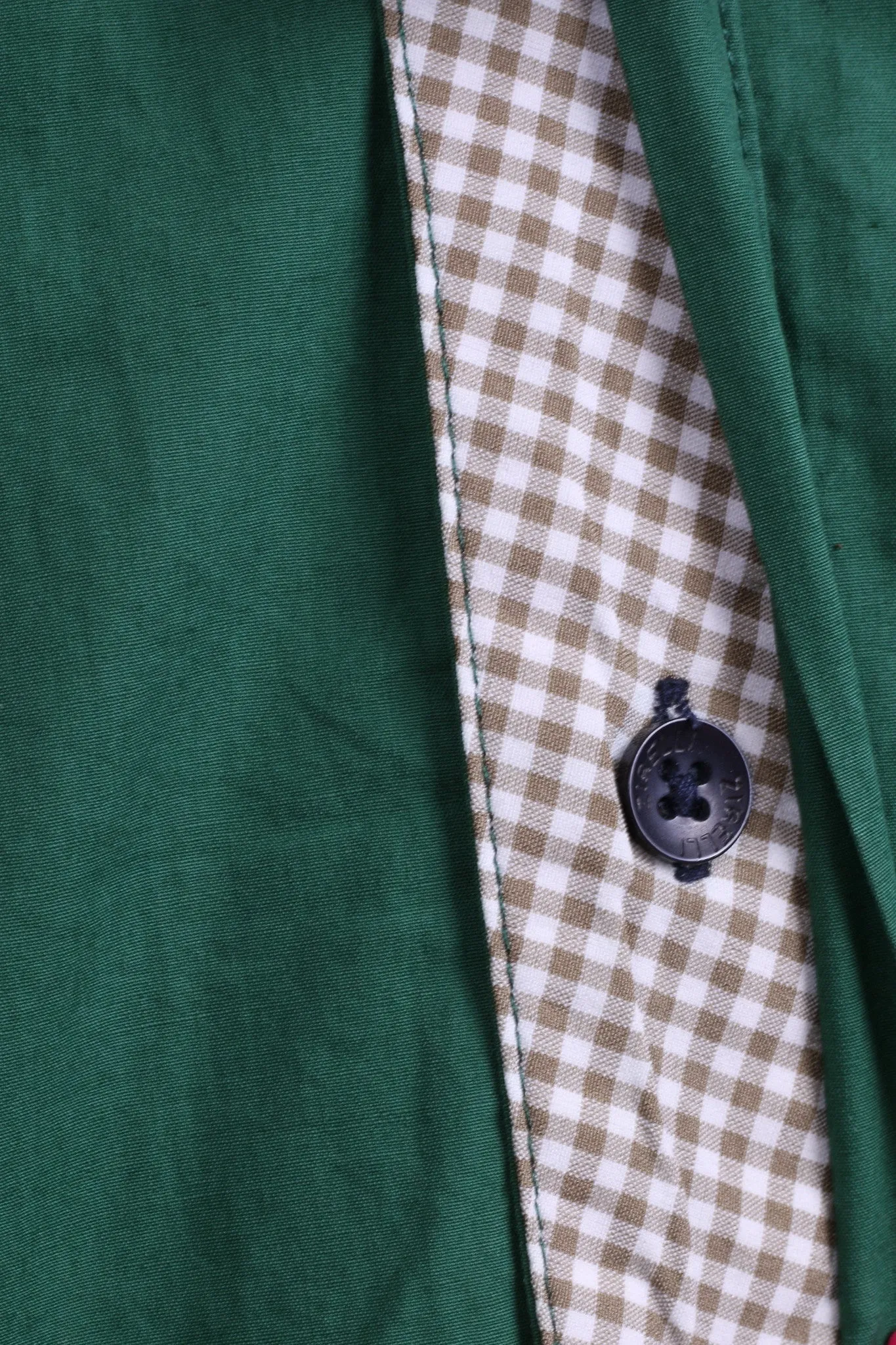 New Zirelli Mens XL Casual Shirt Dark Green Unique Cotton Buttons Down