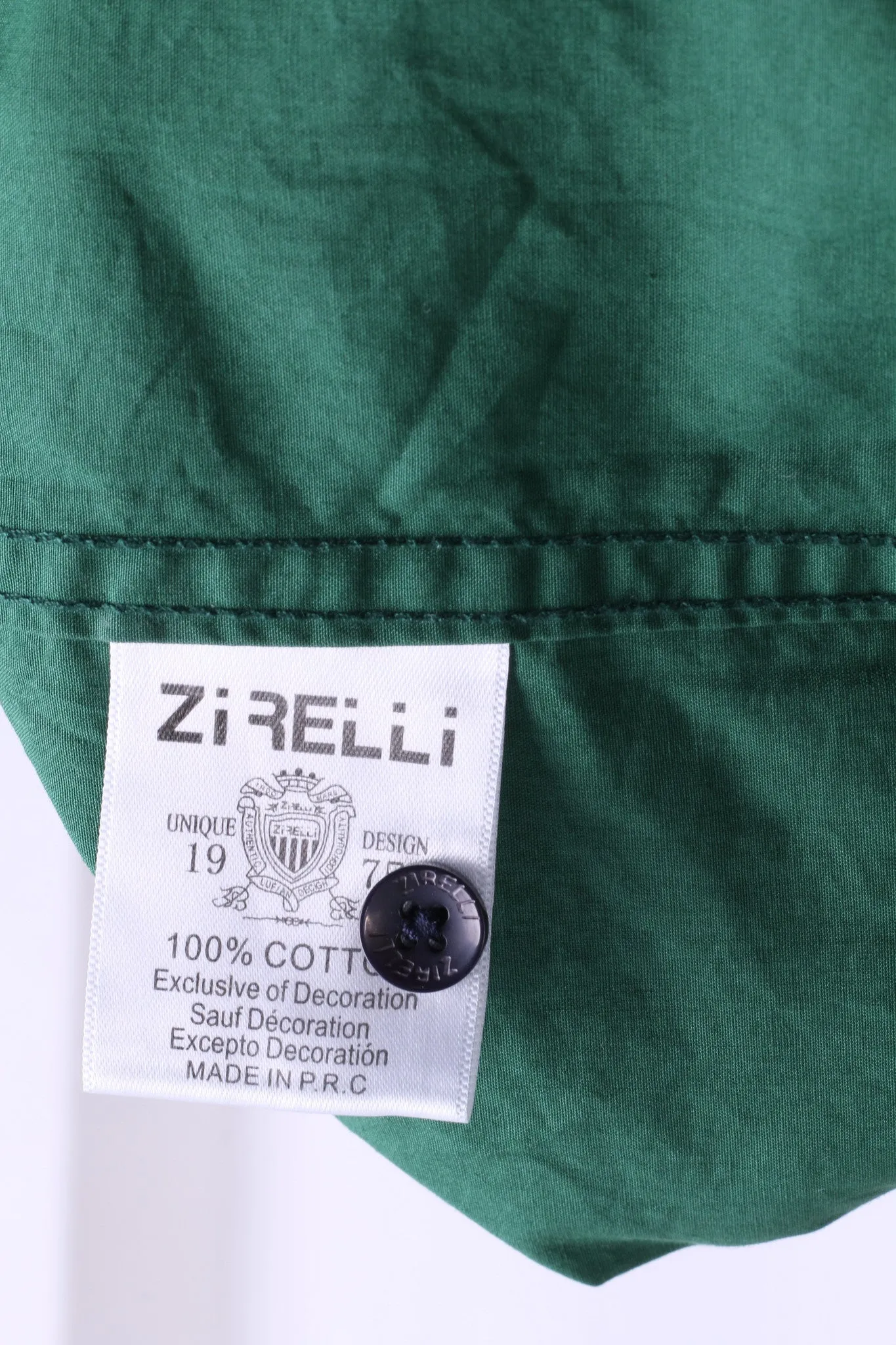 New Zirelli Mens XL Casual Shirt Dark Green Unique Cotton Buttons Down