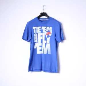 Nike Mens S T-Shirt Blue Cotton Graphic Logo Tee Crew Neck Top