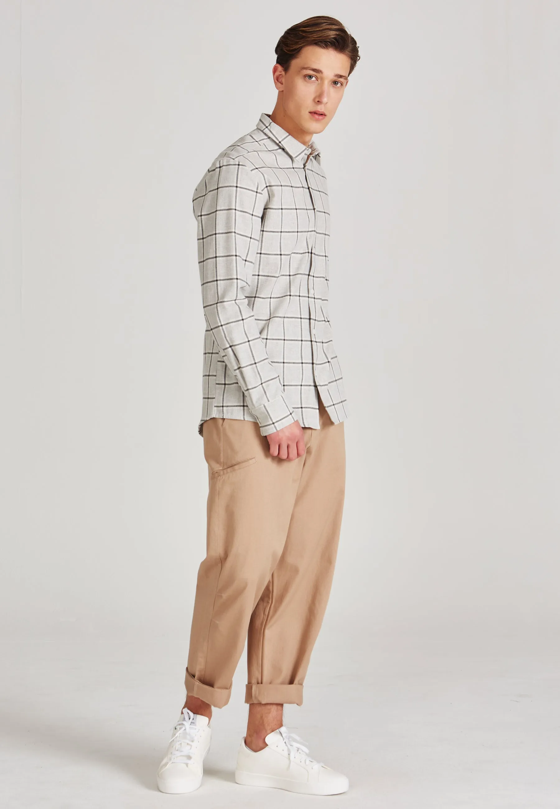 Organic Cotton Check Shirt KENT - Light Grey (Checks) Givn Berlin