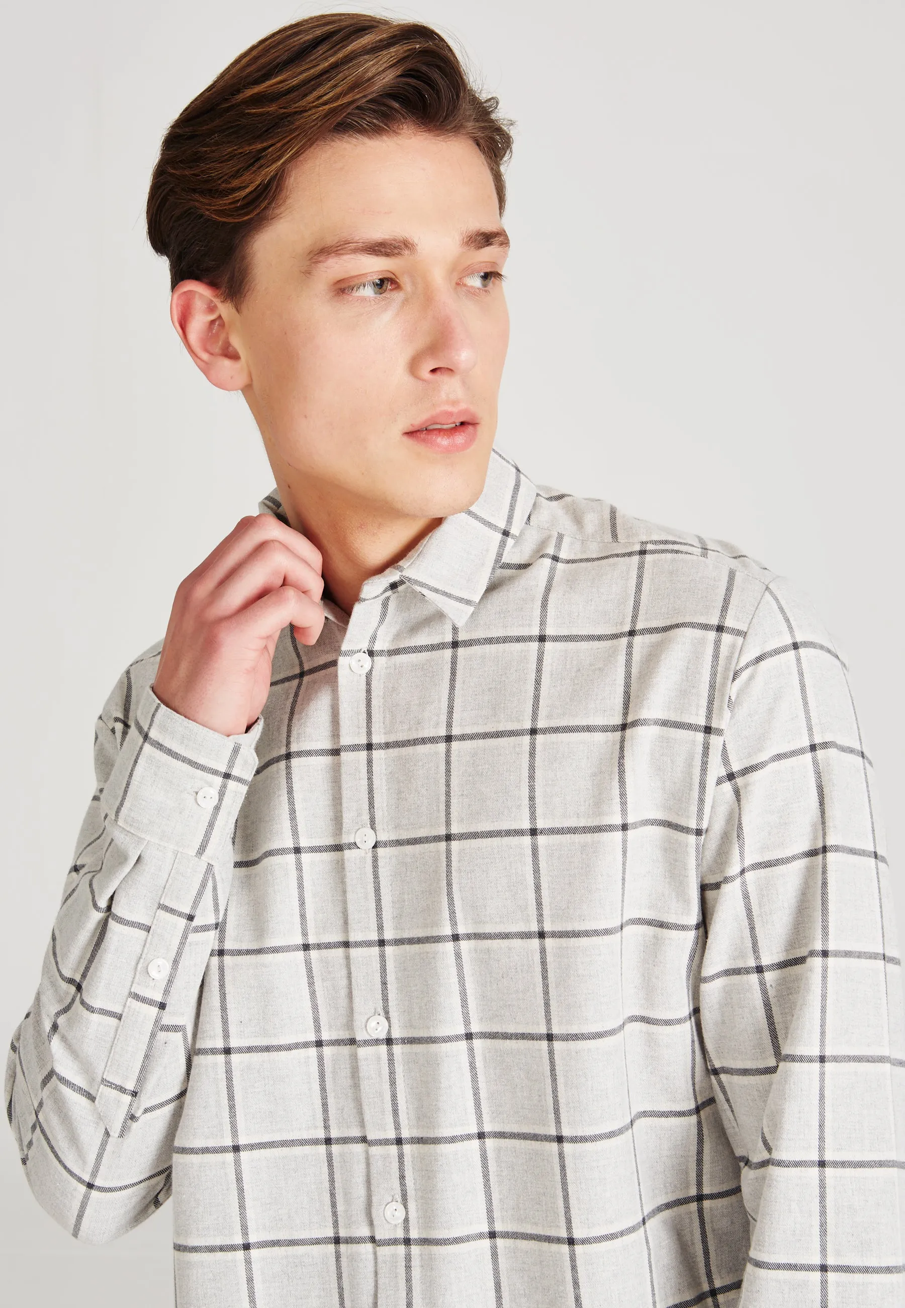 Organic Cotton Check Shirt KENT - Light Grey (Checks) Givn Berlin