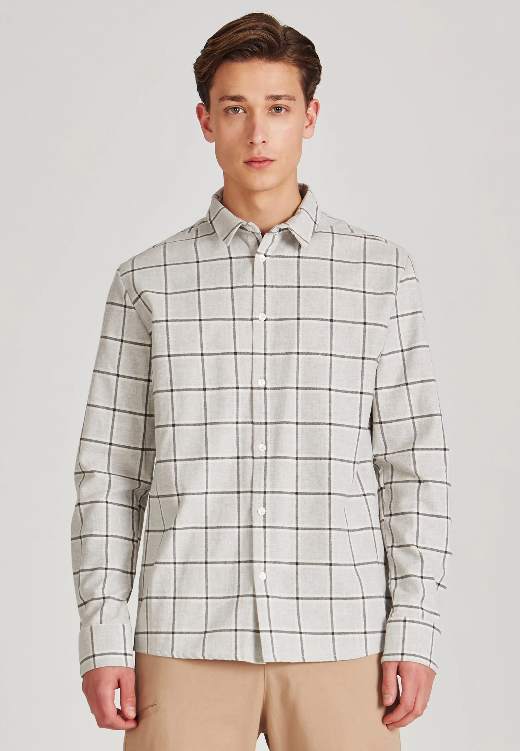 Organic Cotton Check Shirt KENT - Light Grey (Checks) Givn Berlin