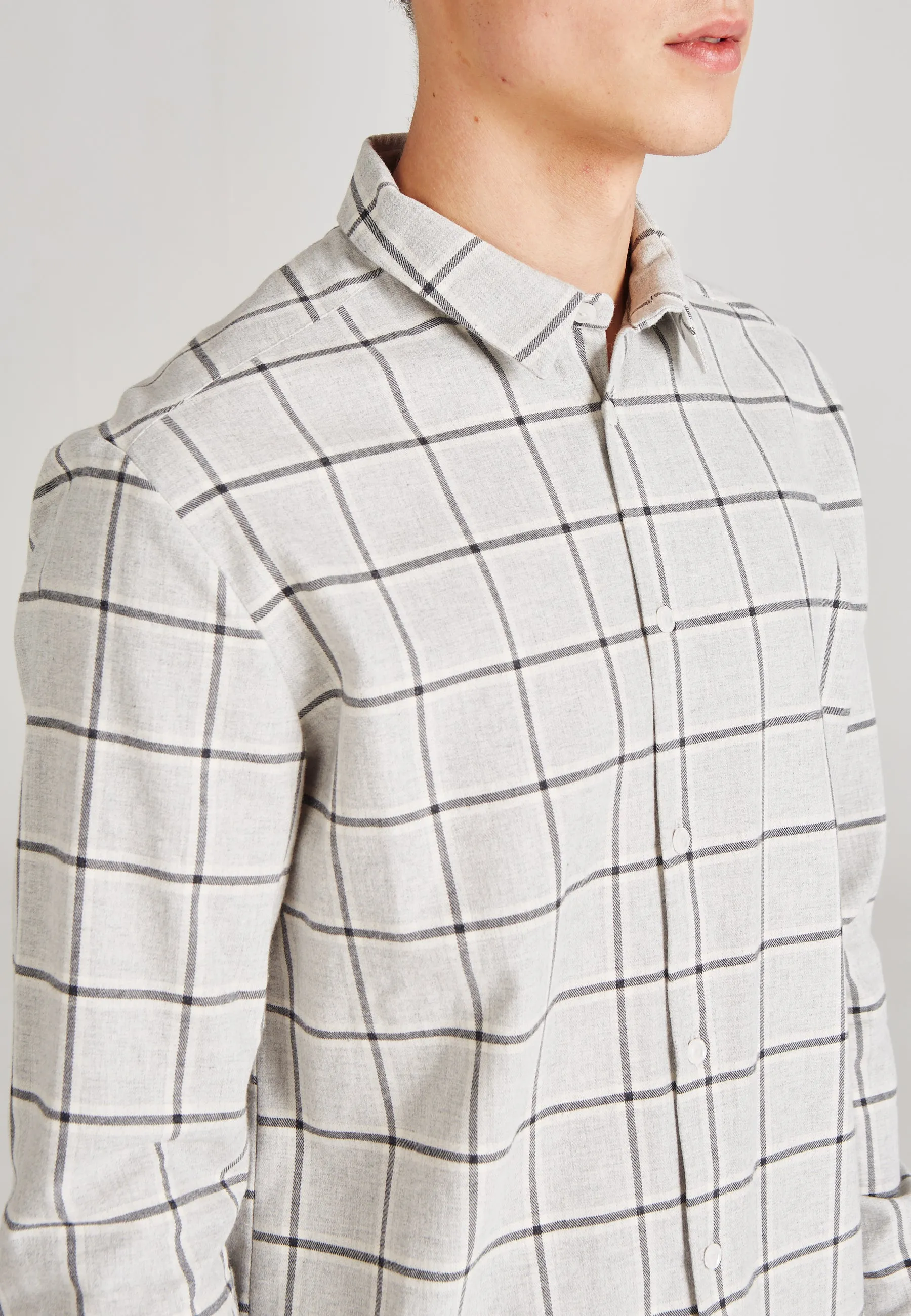 Organic Cotton Check Shirt KENT - Light Grey (Checks) Givn Berlin
