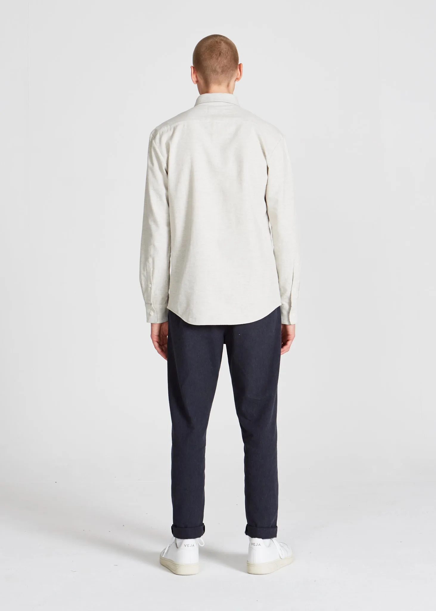 Organic Cotton Flannel Shirt KENT - Light Grey Melange Givn Berlin