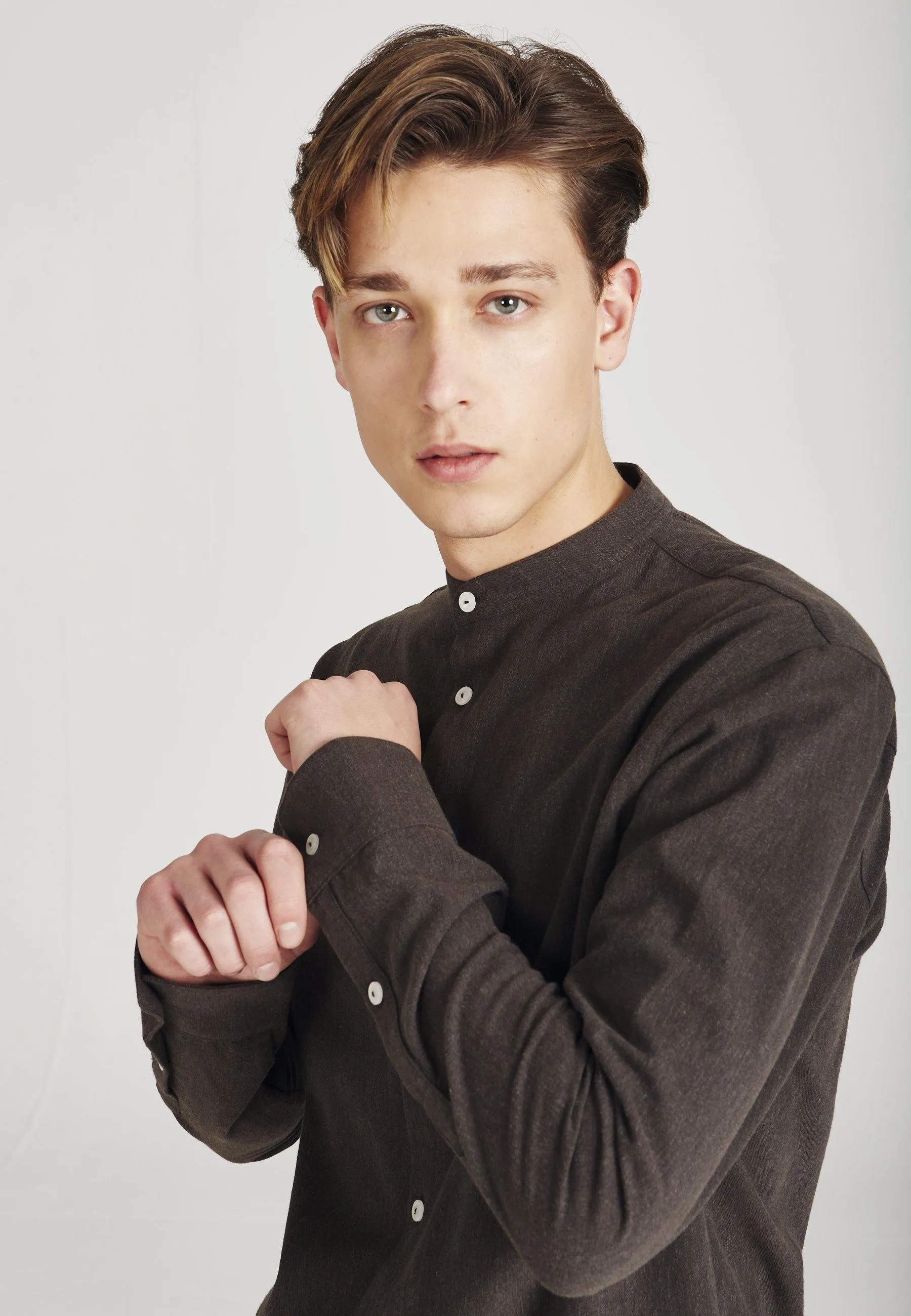 Organic Cotton Flannel Shirt WES - Dark Brown Givn Berlin