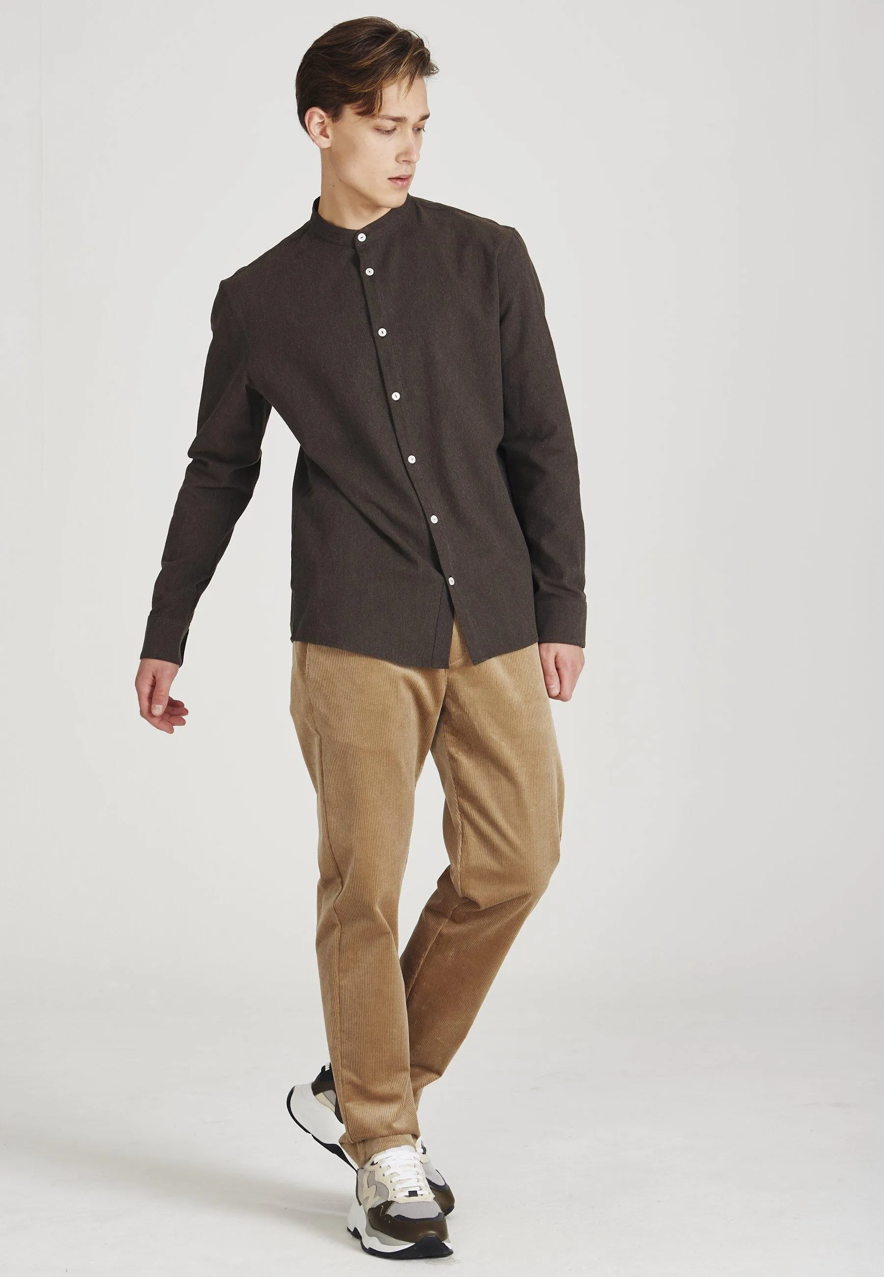 Organic Cotton Flannel Shirt WES - Dark Brown Givn Berlin