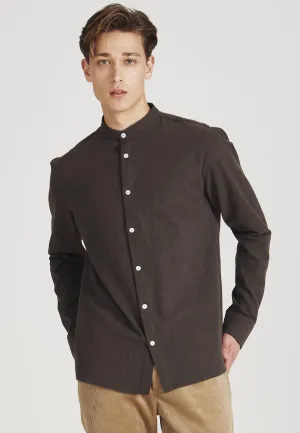 Organic Cotton Flannel Shirt WES - Dark Brown Givn Berlin