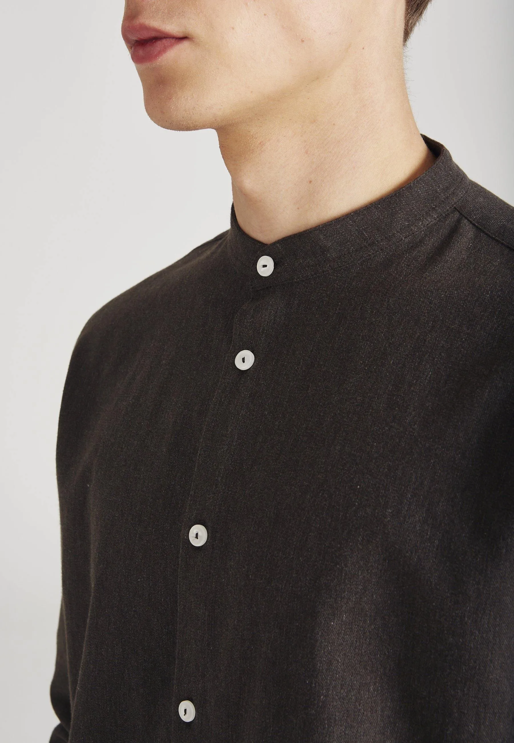 Organic Cotton Flannel Shirt WES - Dark Brown Givn Berlin