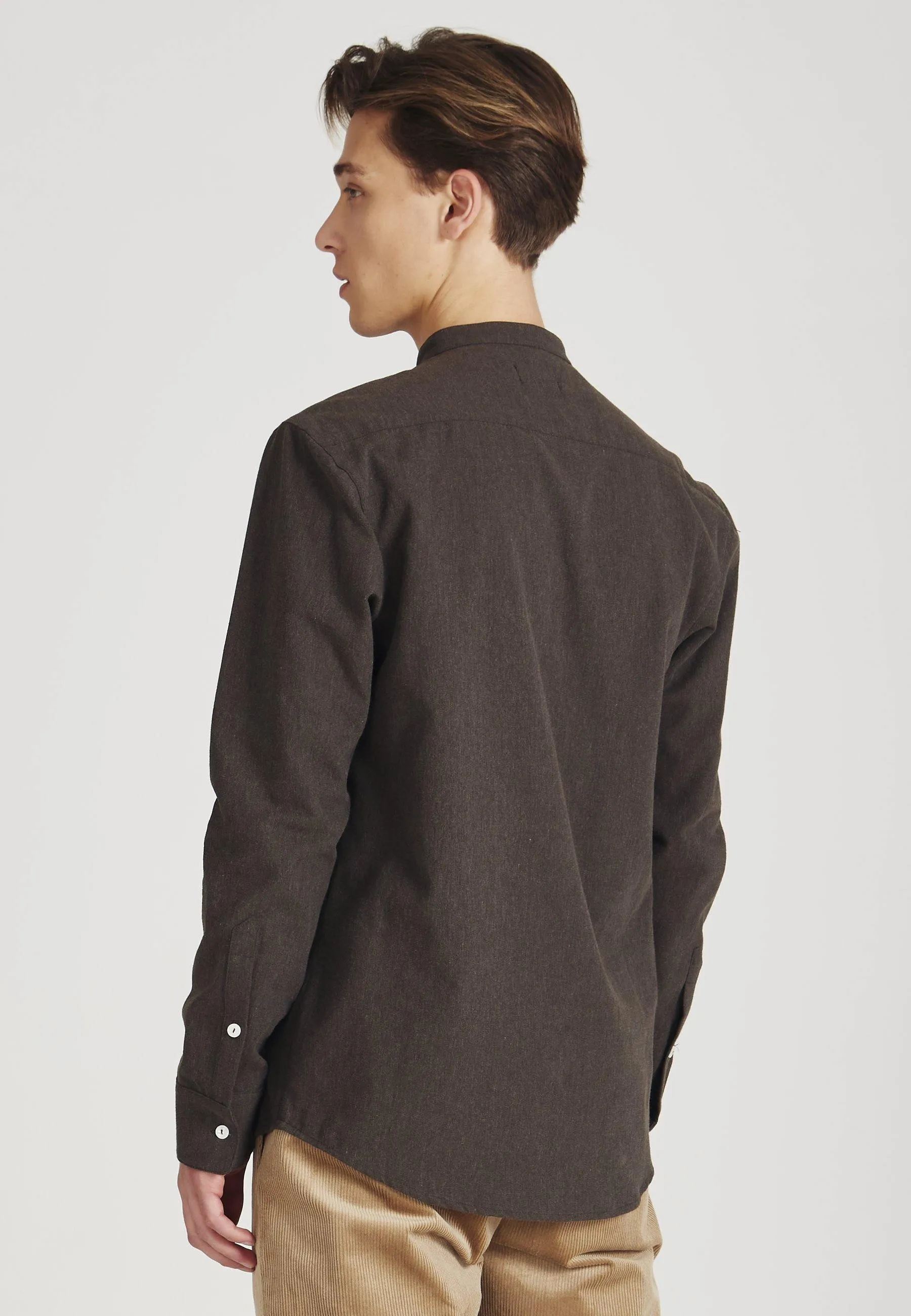 Organic Cotton Flannel Shirt WES - Dark Brown Givn Berlin
