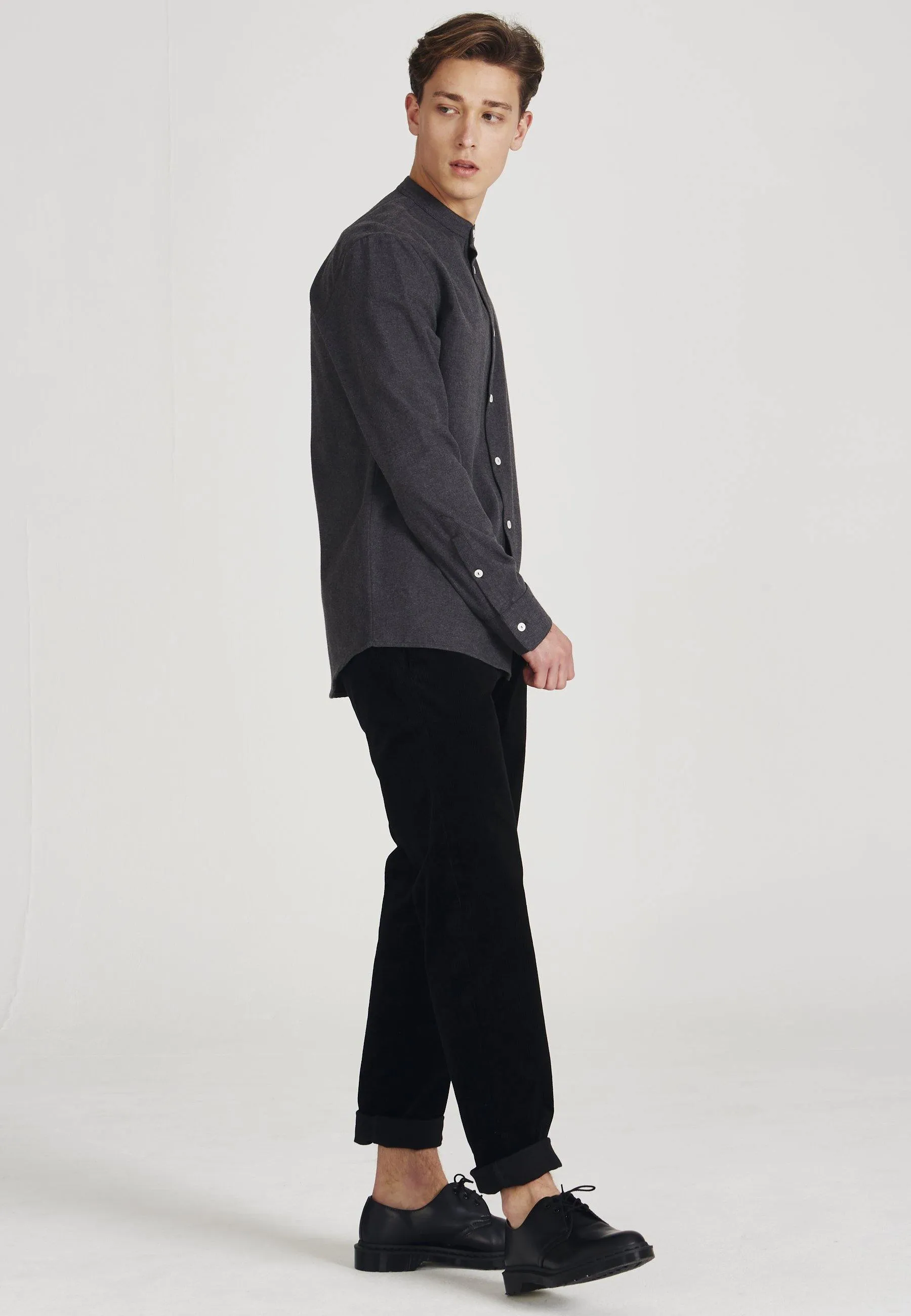 Organic Cotton Flannel Shirt WES - Dark Grey Givn Berlin