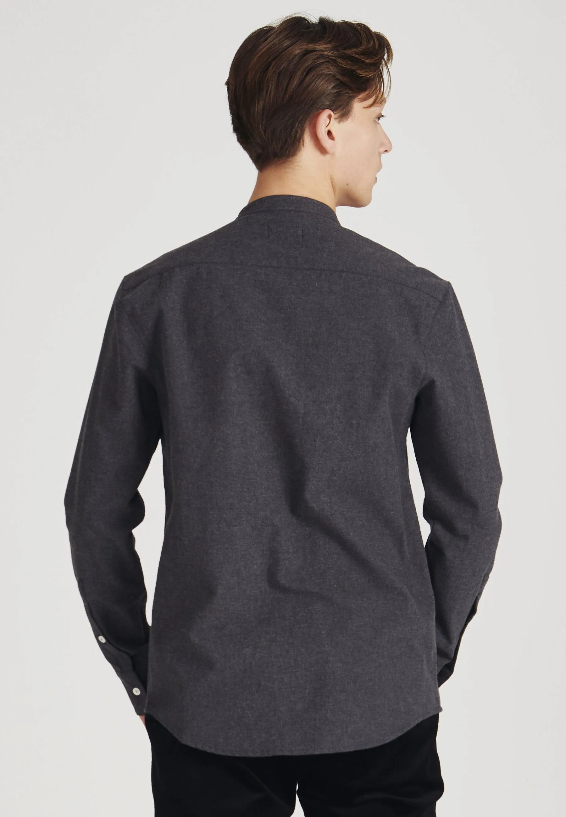Organic Cotton Flannel Shirt WES - Dark Grey Givn Berlin