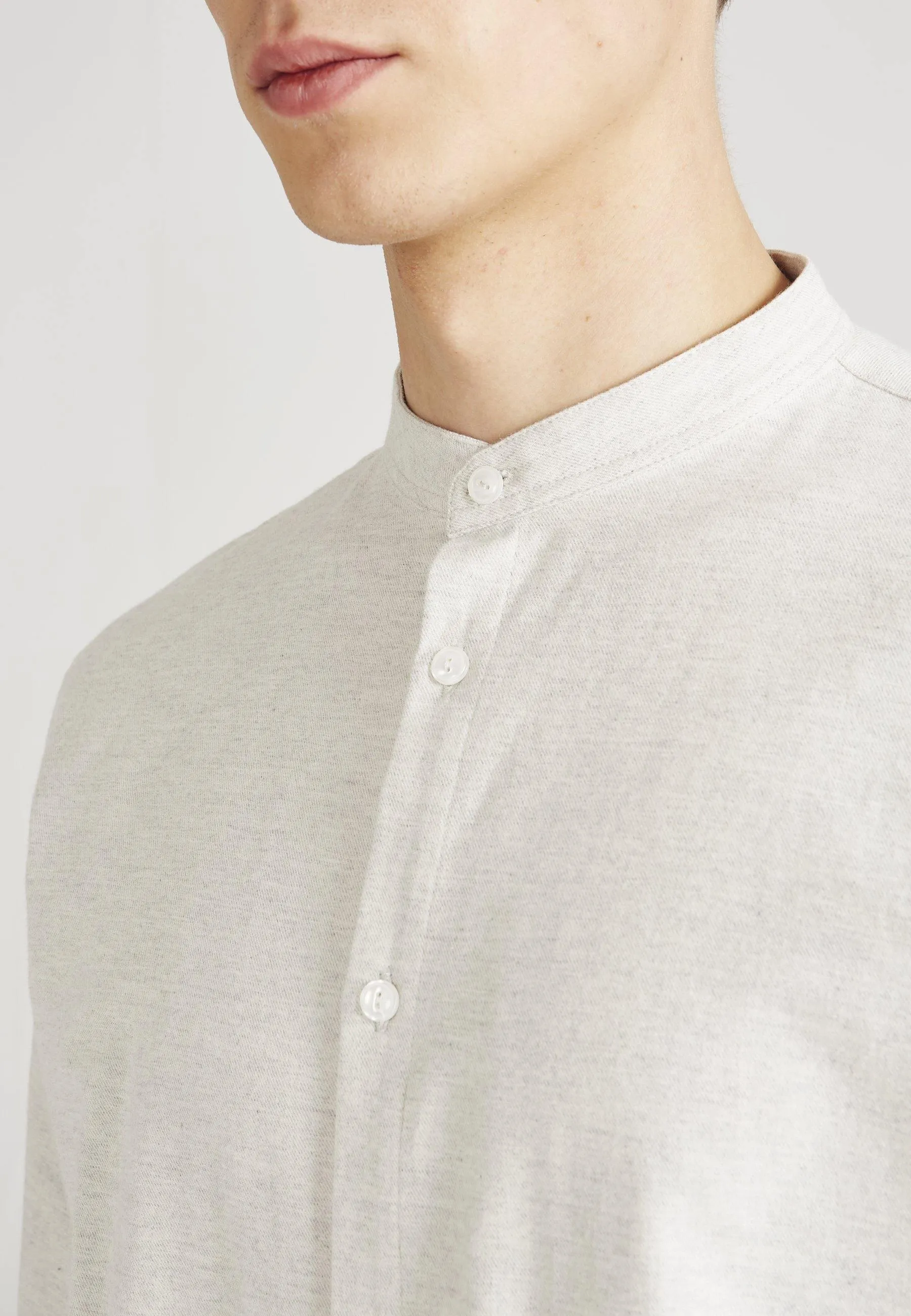 Organic Cotton Flannel Shirt WES - Light Grey Melange Givn Berlin
