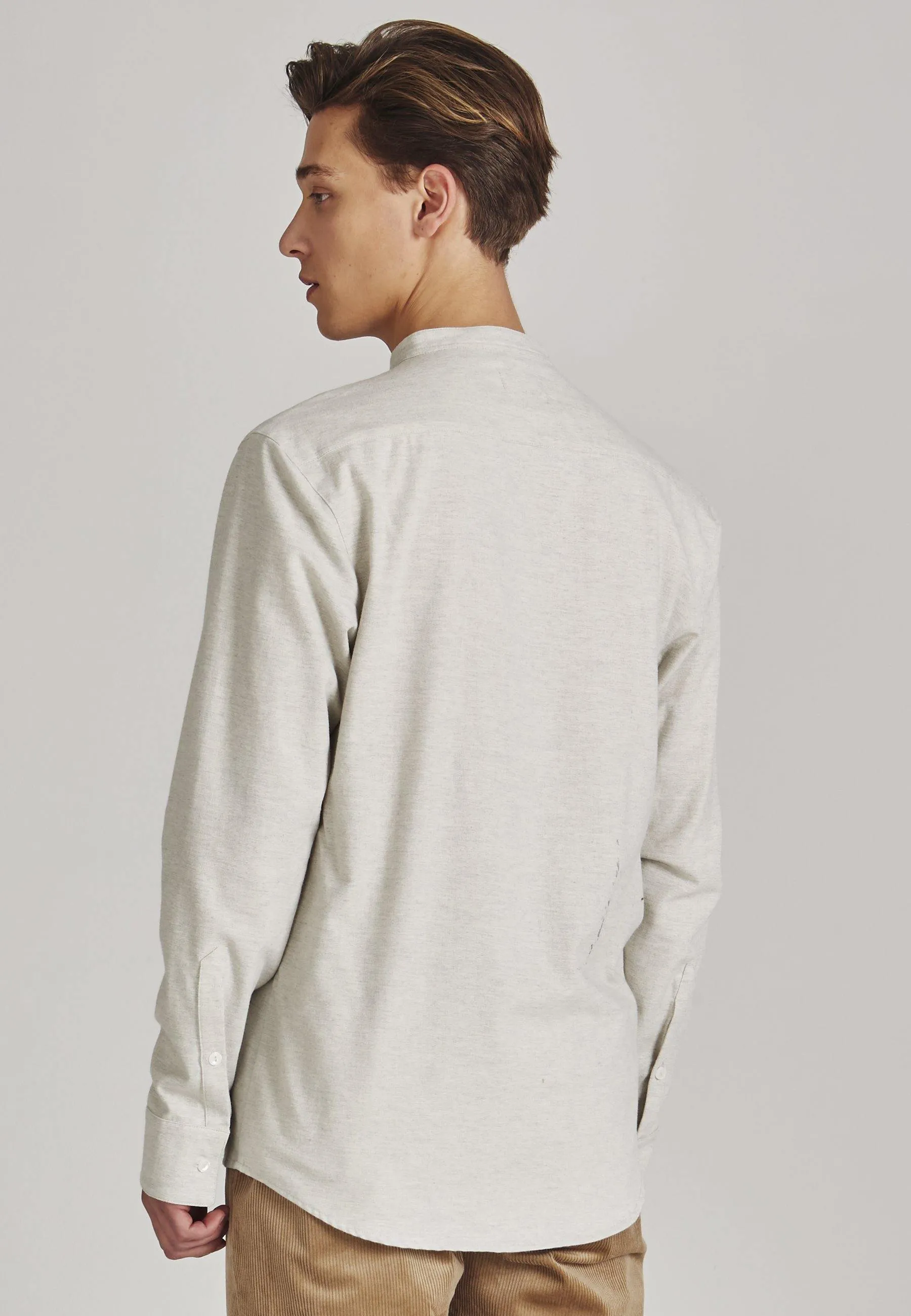Organic Cotton Flannel Shirt WES - Light Grey Melange Givn Berlin
