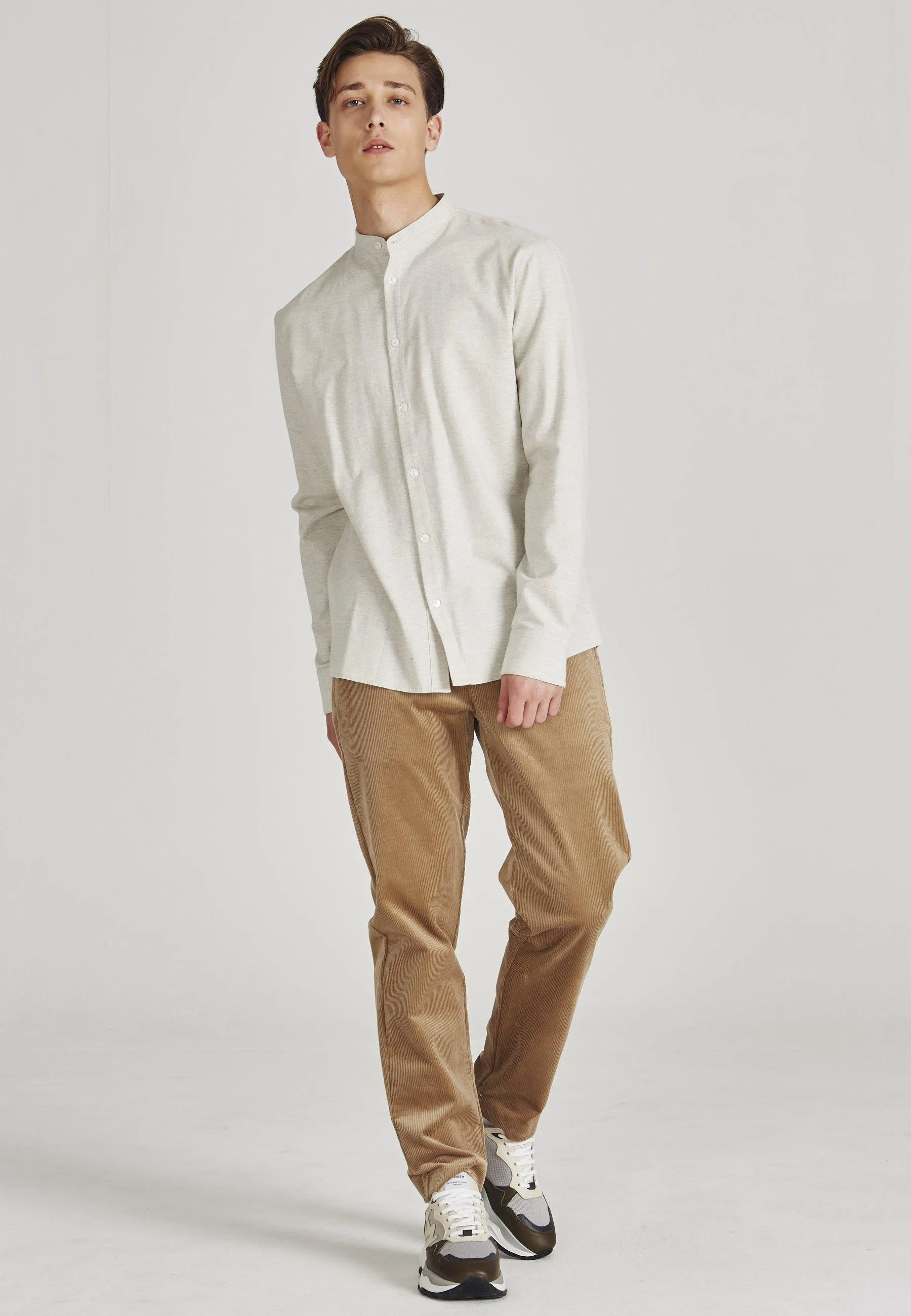 Organic Cotton Flannel Shirt WES - Light Grey Melange Givn Berlin