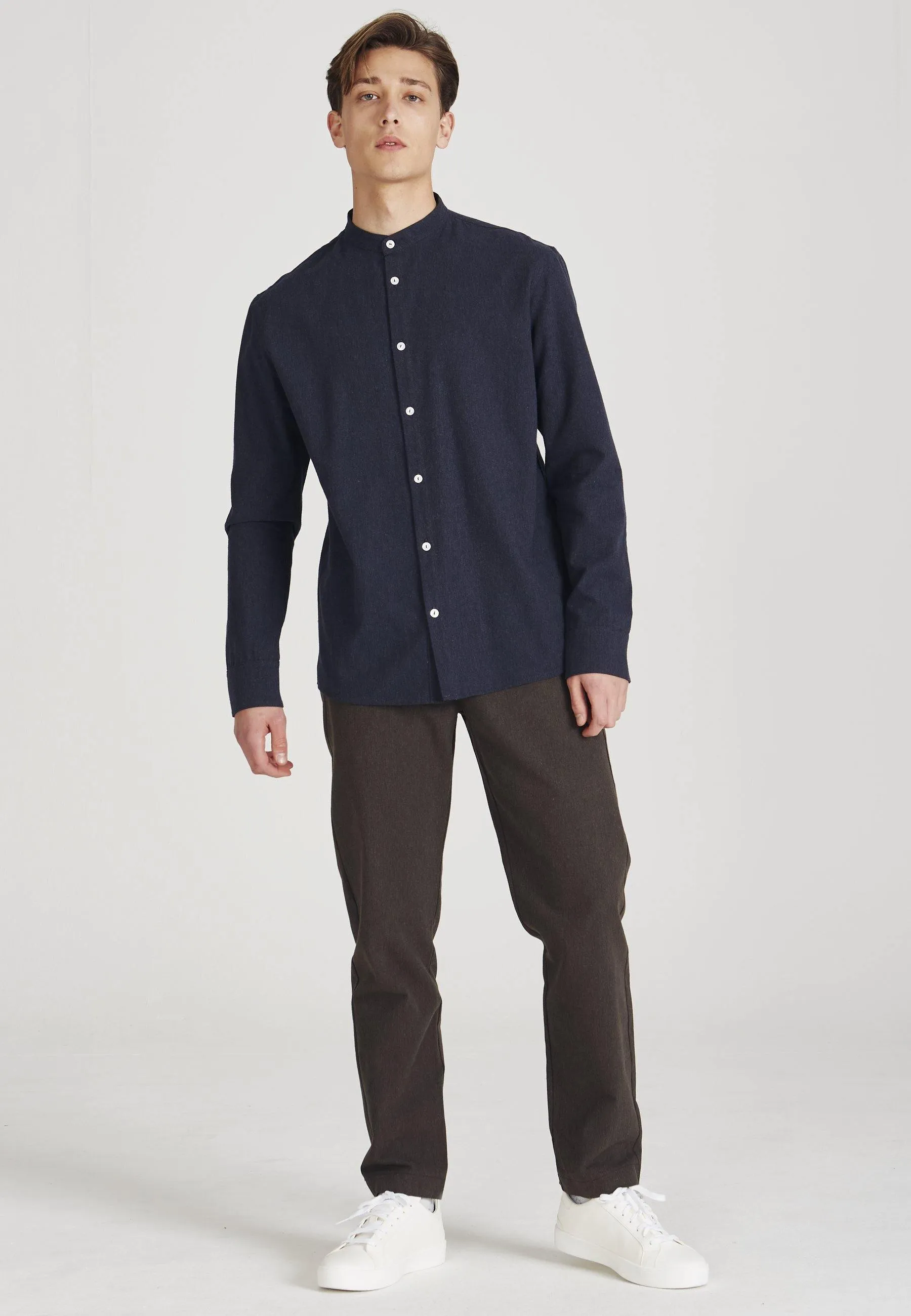 Organic Cotton Flannel Shirt WES - Midnight Blue Givn Berlin