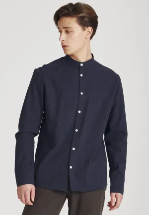 Organic Cotton Flannel Shirt WES - Midnight Blue Givn Berlin