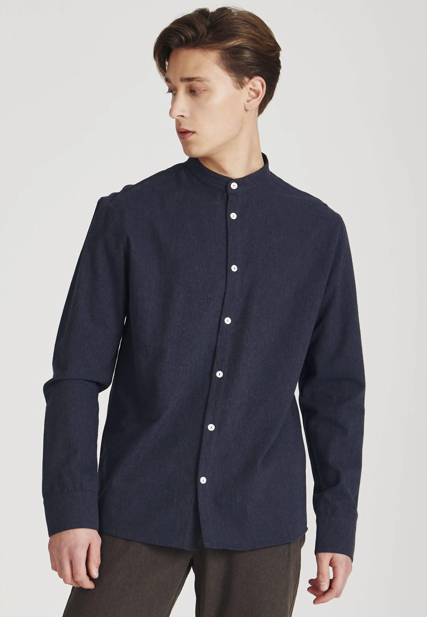 Organic Cotton Flannel Shirt WES - Midnight Blue Givn Berlin