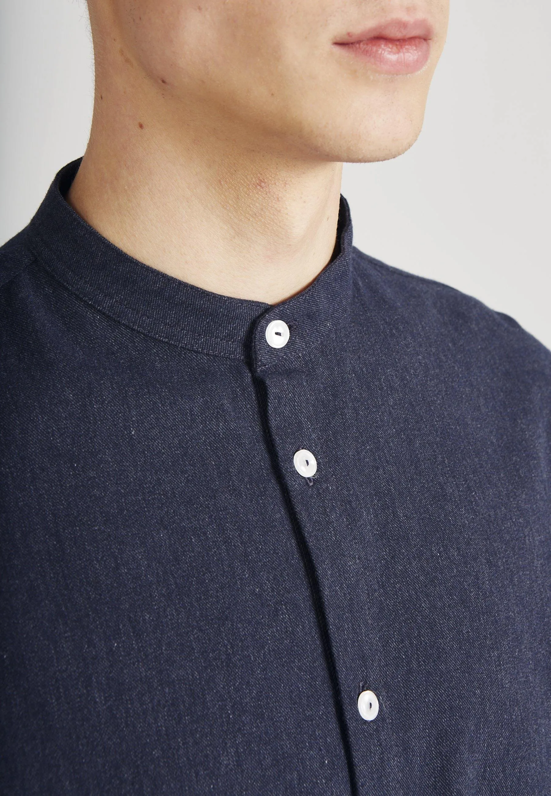 Organic Cotton Flannel Shirt WES - Midnight Blue Givn Berlin