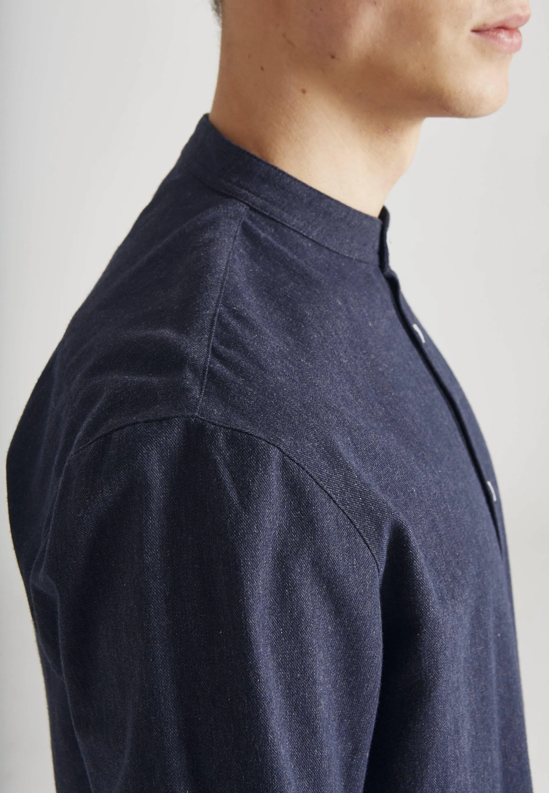 Organic Cotton Flannel Shirt WES - Midnight Blue Givn Berlin