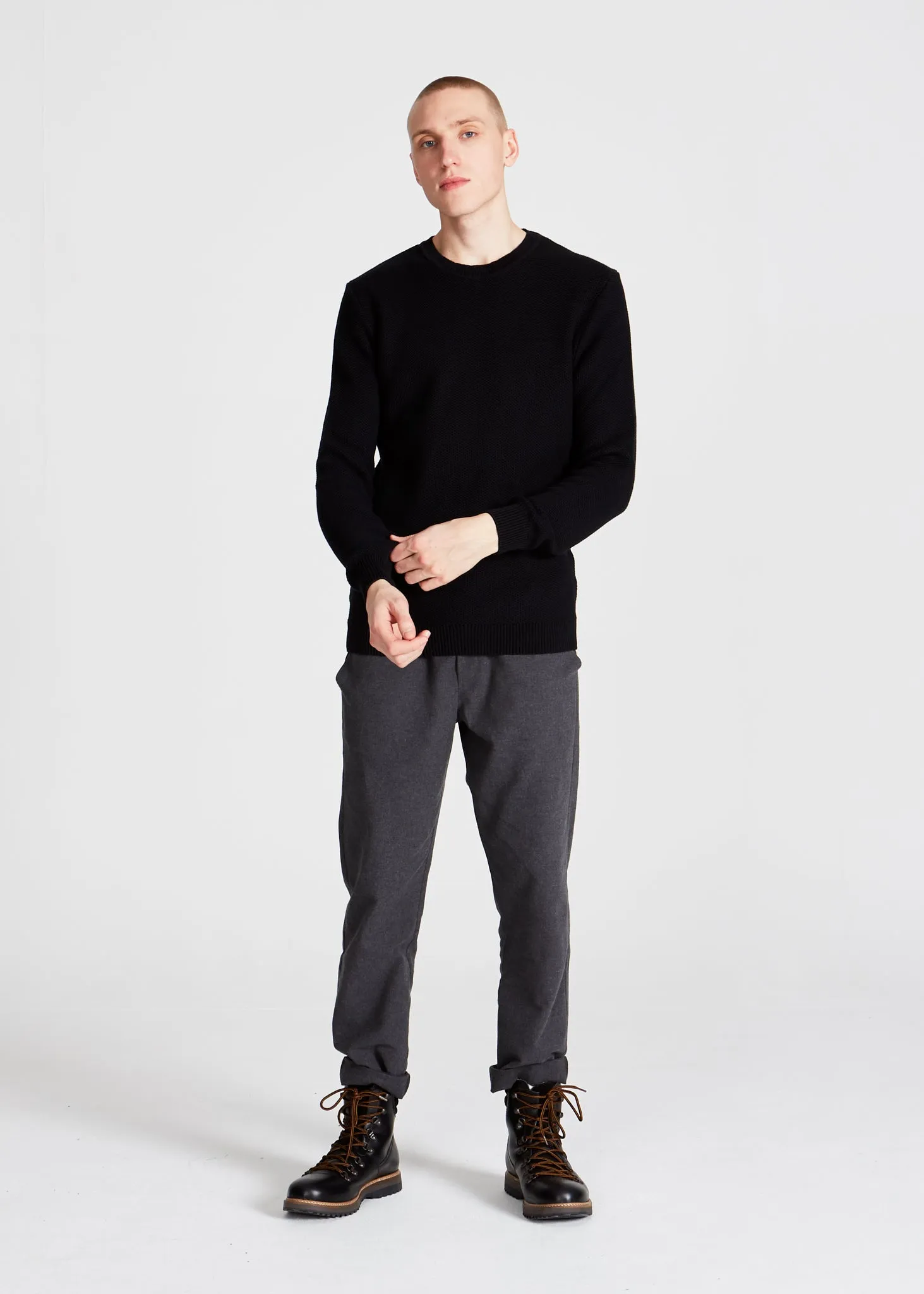 Organic Cotton Knit Sweater ADRIAN - Black Givn Berlin