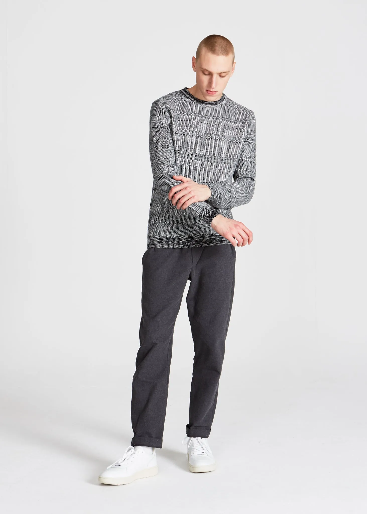 Organic Cotton Knit Sweater ADRIAN - Black / White (Melange) Givn Berlin