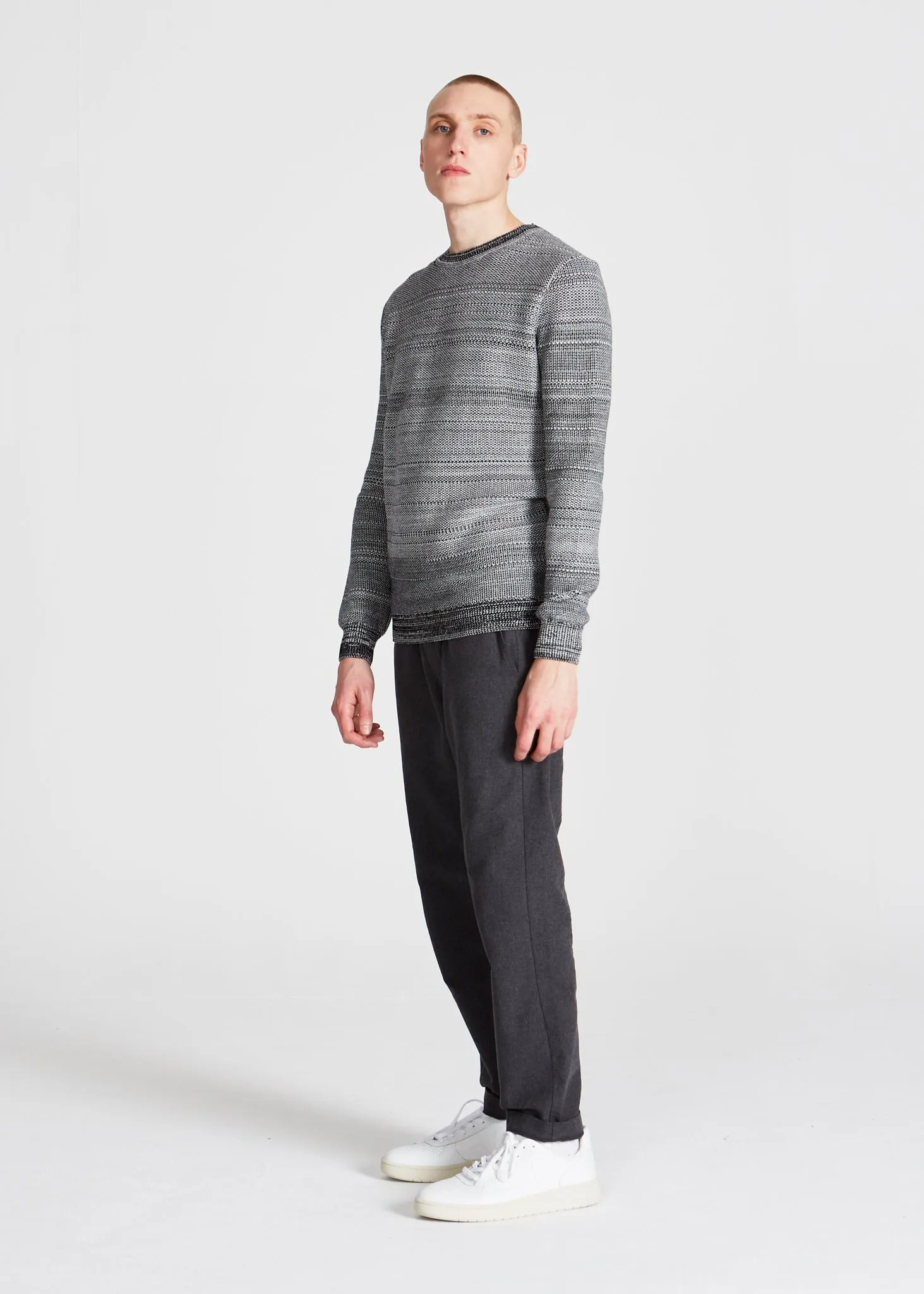 Organic Cotton Knit Sweater ADRIAN - Black / White (Melange) Givn Berlin