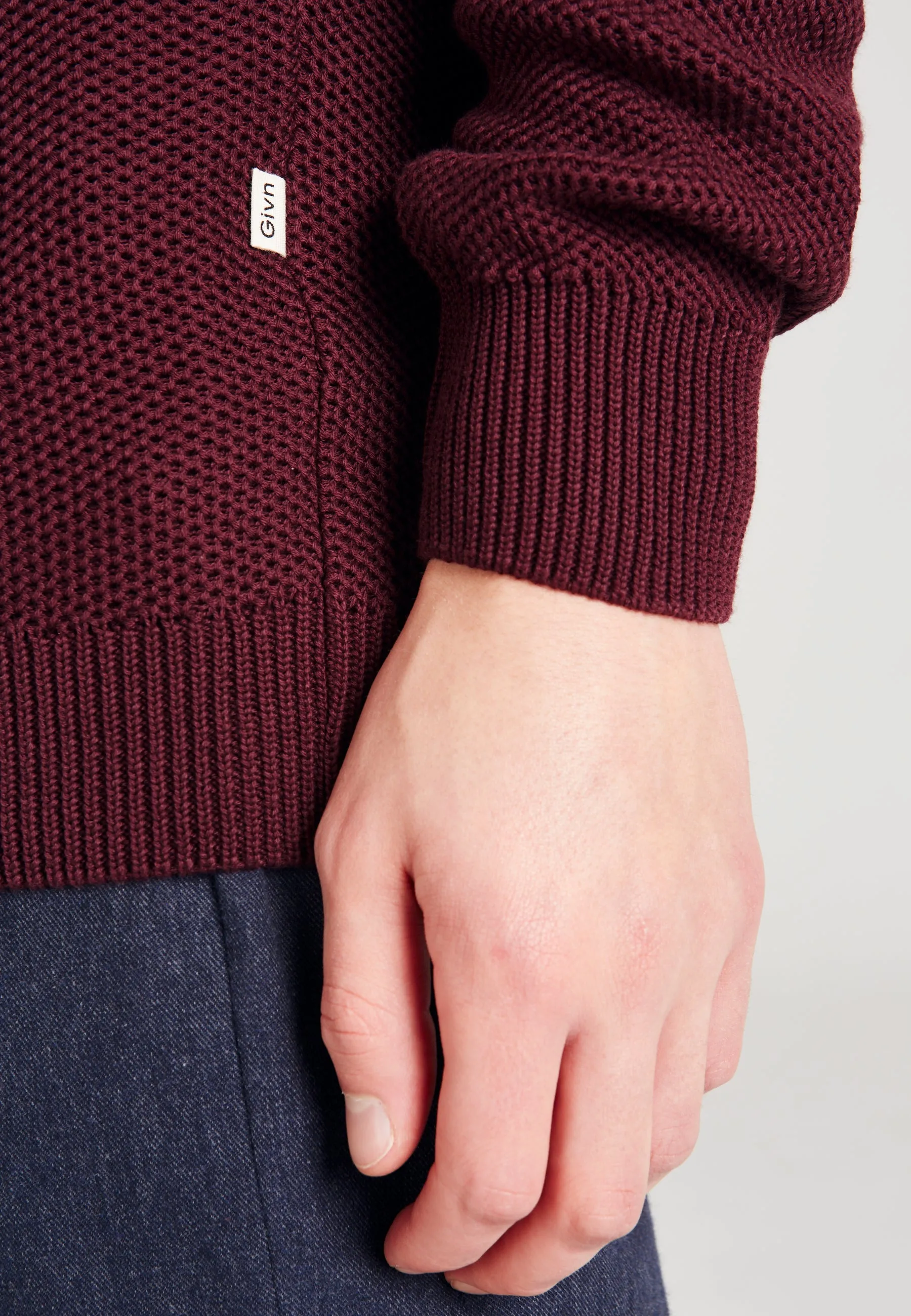 Organic Cotton Knit Sweater ADRIAN - Bordeaux Givn Berlin
