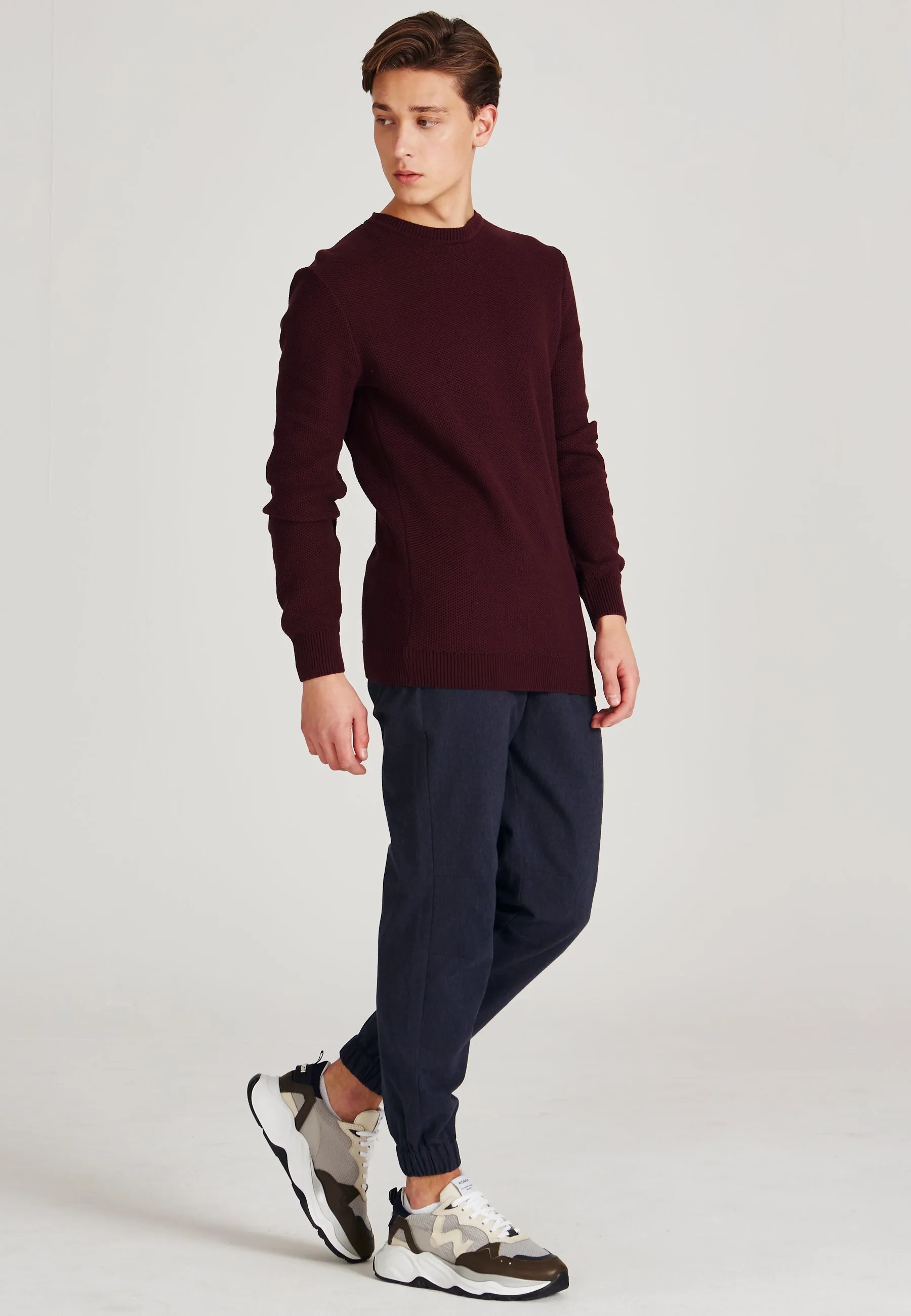 Organic Cotton Knit Sweater ADRIAN - Bordeaux Givn Berlin