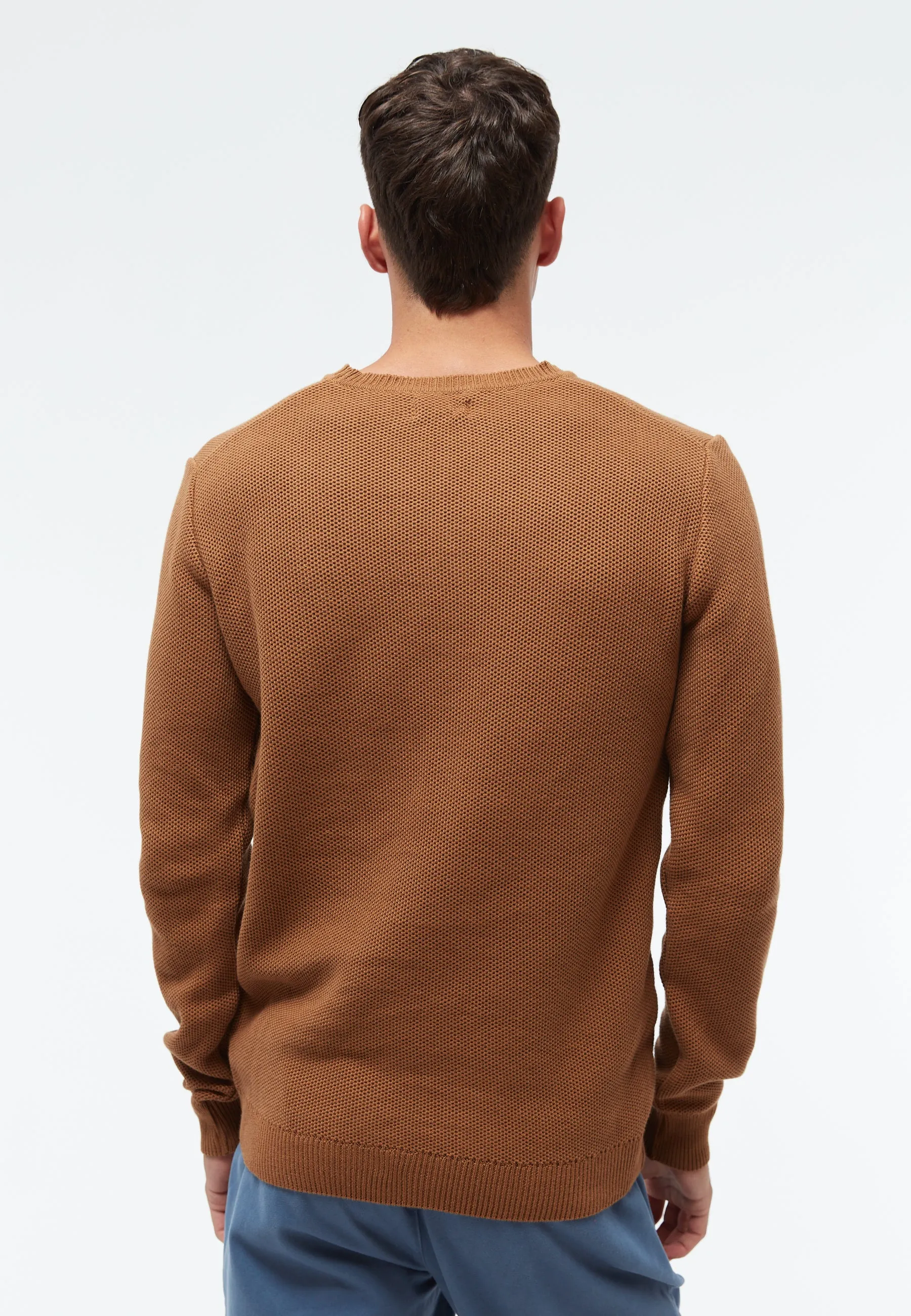 Organic Cotton Knit Sweater ADRIAN - Caramel Brown Givn Berlin