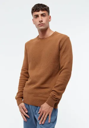 Organic Cotton Knit Sweater ADRIAN - Caramel Brown Givn Berlin