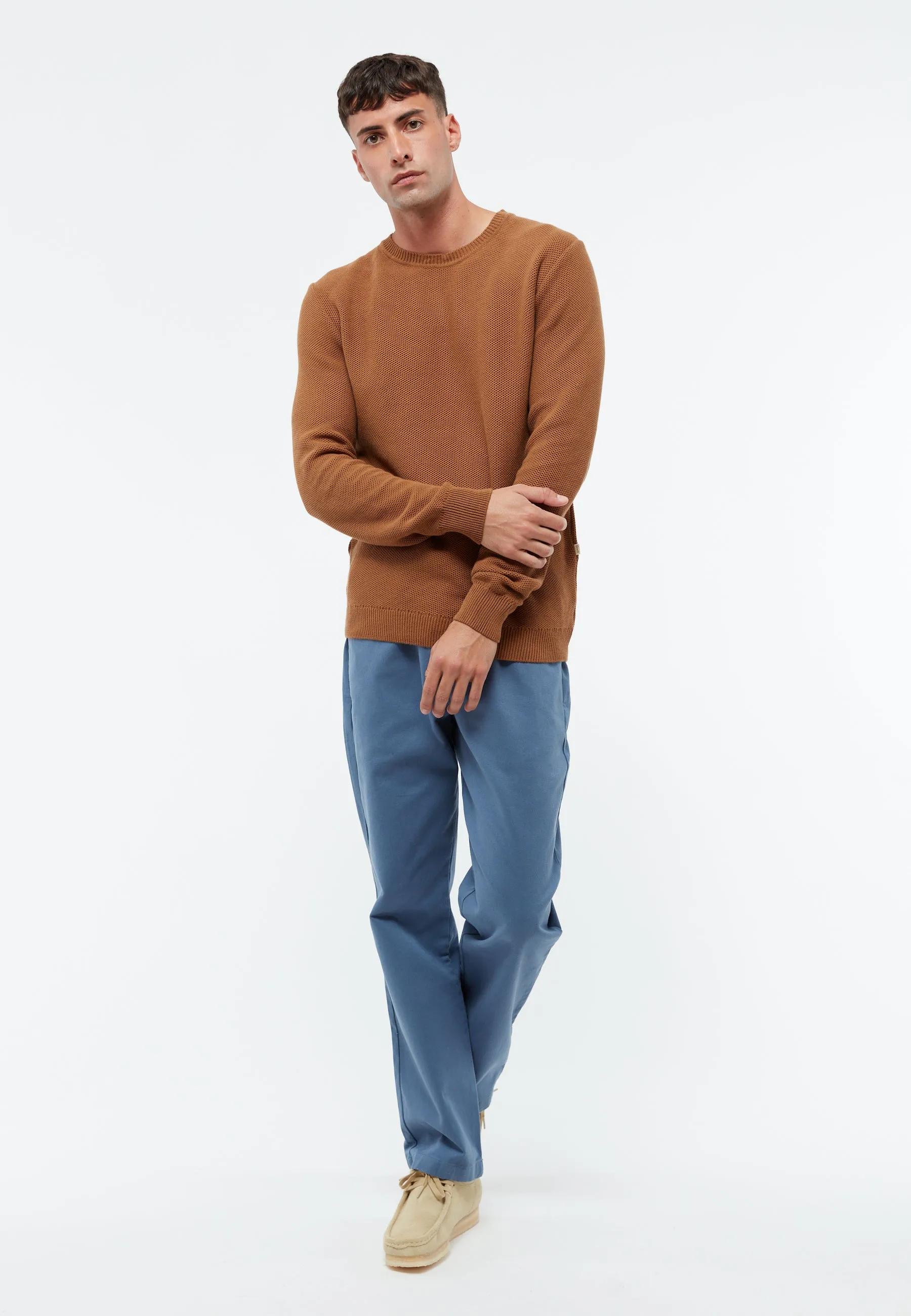 Organic Cotton Knit Sweater ADRIAN - Caramel Brown Givn Berlin
