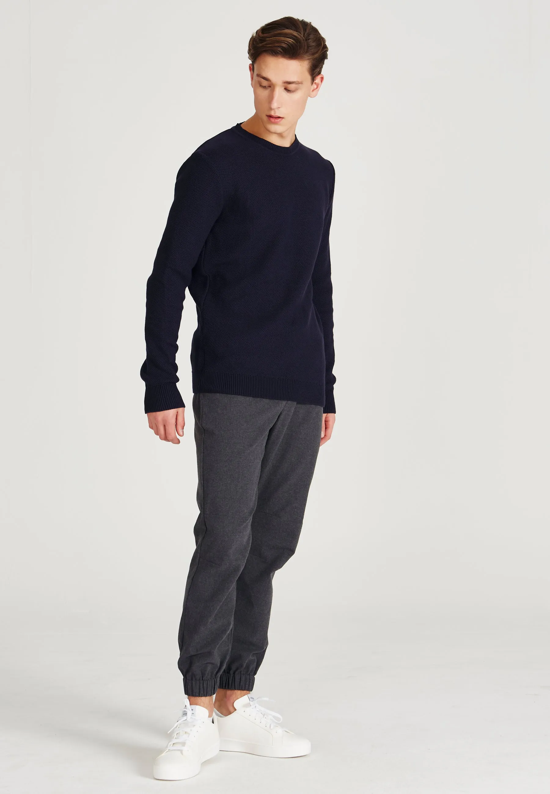 Organic Cotton Knit Sweater ADRIAN - Dark Blue Givn Berlin