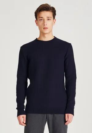 Organic Cotton Knit Sweater ADRIAN - Dark Blue Givn Berlin