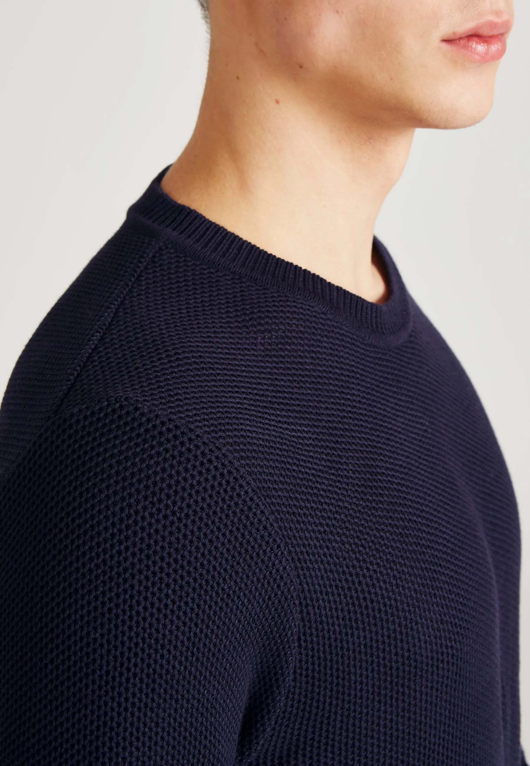 Organic Cotton Knit Sweater ADRIAN - Dark Blue Givn Berlin