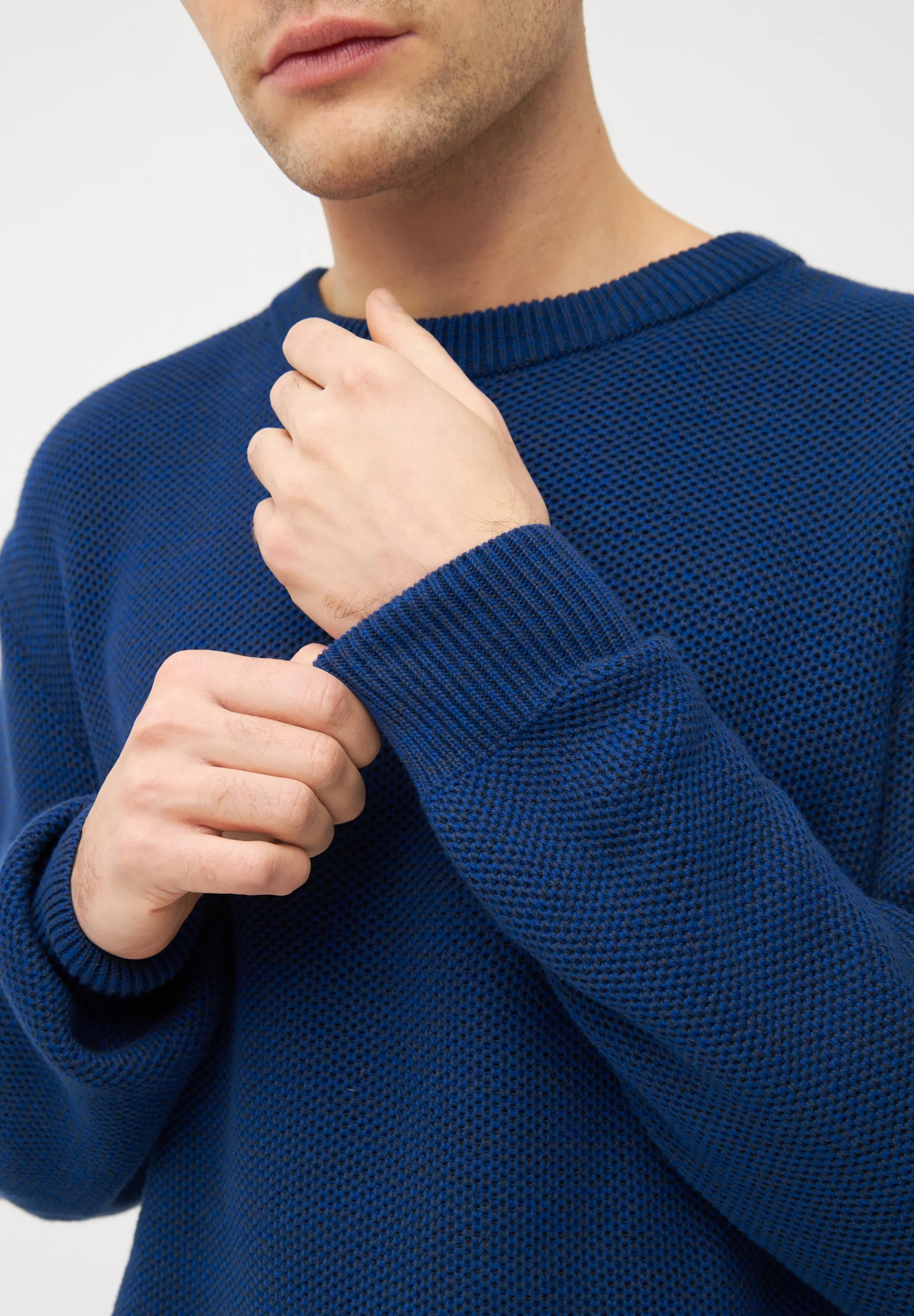 Organic Cotton Knit Sweater AIDEN - Deep Blue (Melange) Givn Berlin