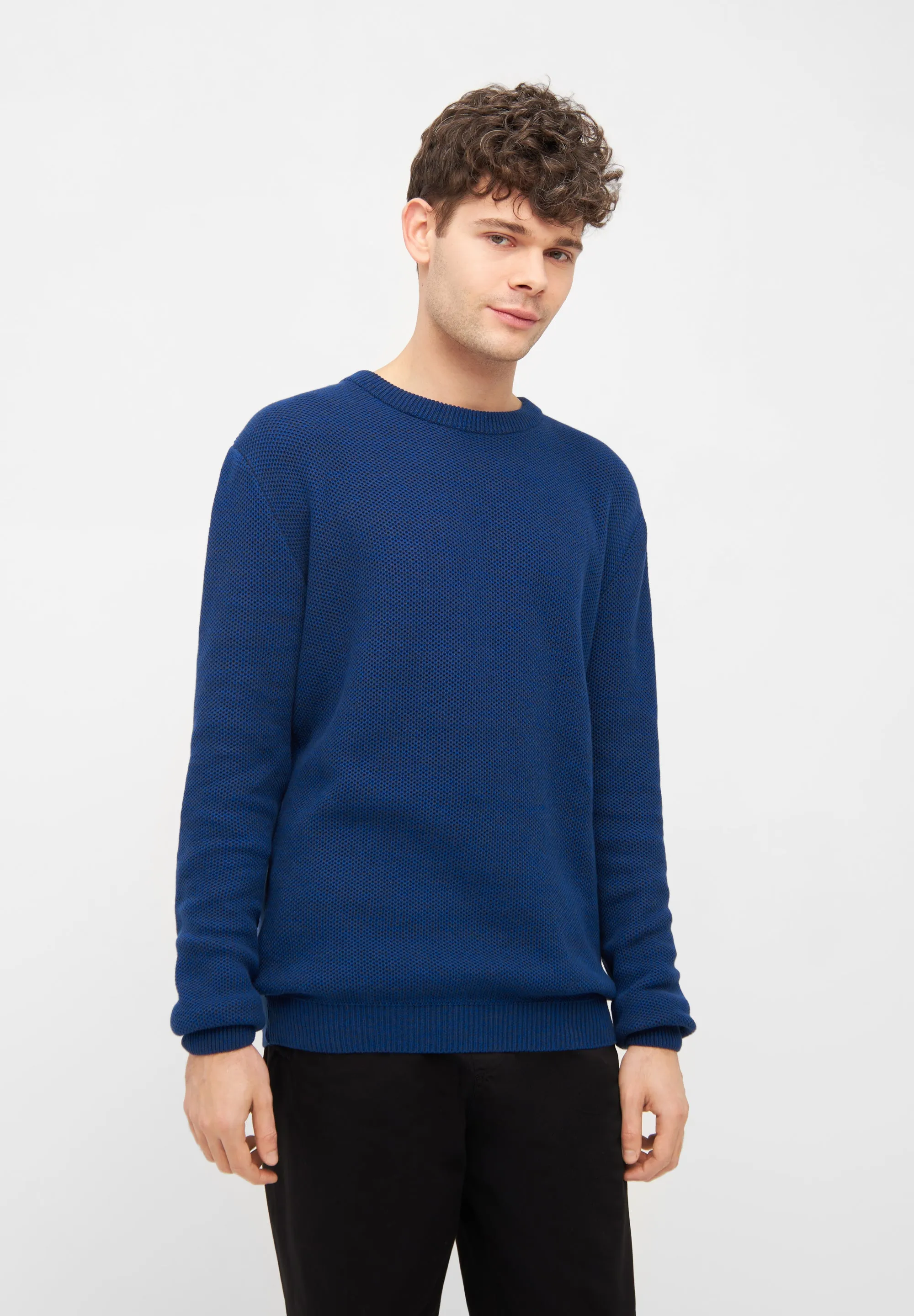 Organic Cotton Knit Sweater AIDEN - Deep Blue (Melange) Givn Berlin