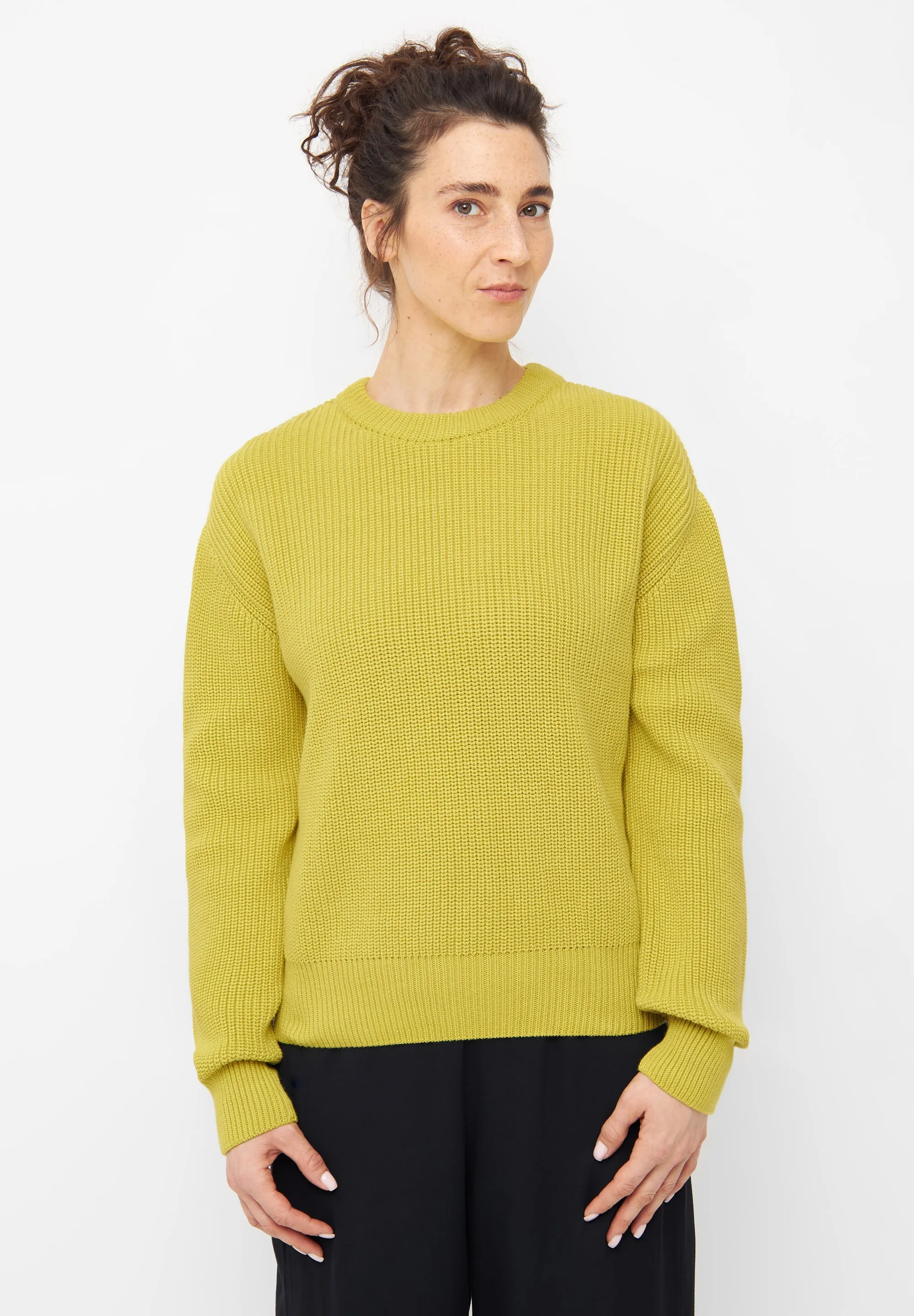 Organic Cotton Knit Sweater ARIA - Dusty Lime Givn Berlin