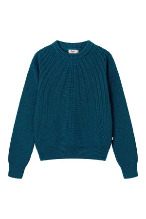 Organic Cotton Knit Sweater ARIA - Teal Blue Givn Berlin