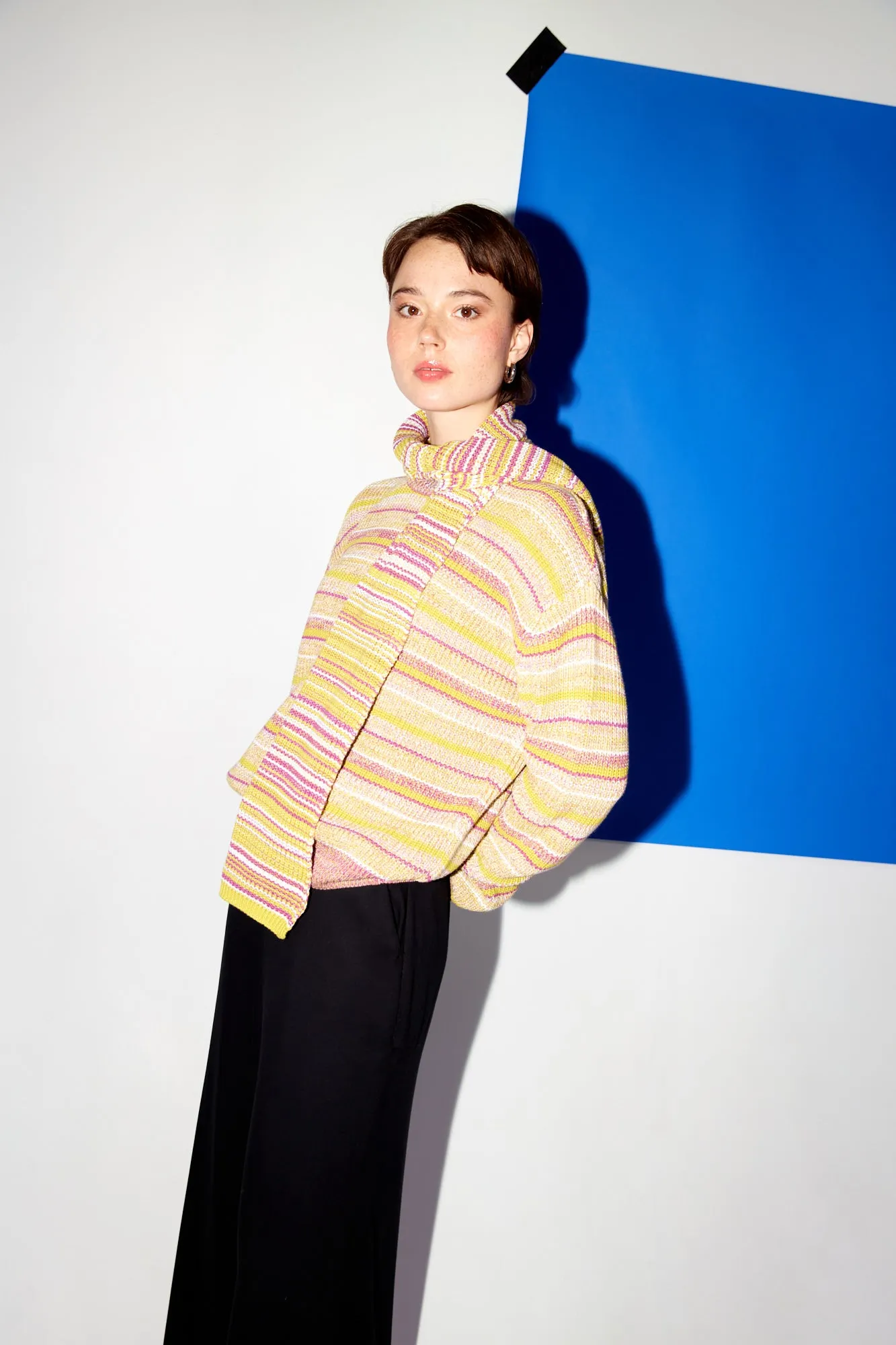 Organic Cotton Knit Sweater ARIA - White / Lime / Violet (Stripes) Givn Berlin