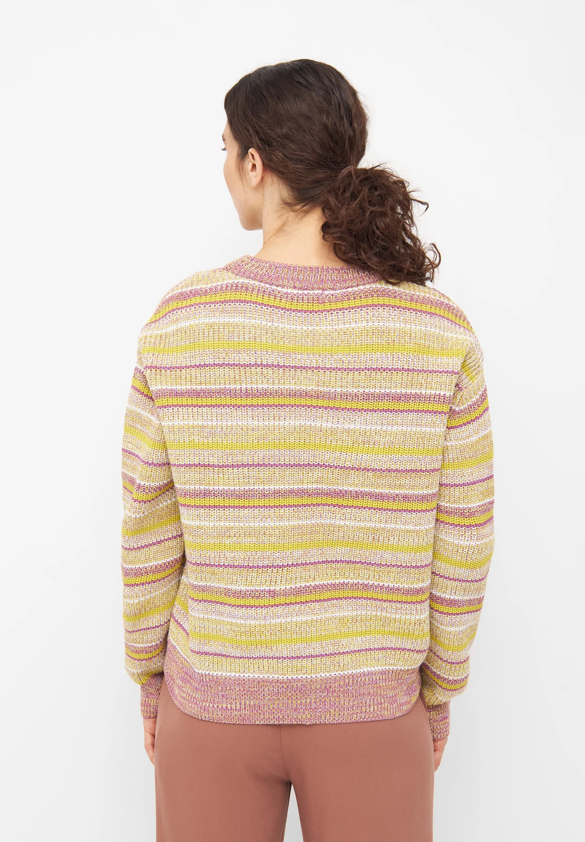 Organic Cotton Knit Sweater ARIA - White / Lime / Violet (Stripes) Givn Berlin