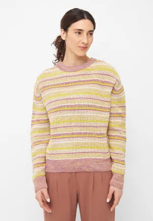 Organic Cotton Knit Sweater ARIA - White / Lime / Violet (Stripes) Givn Berlin