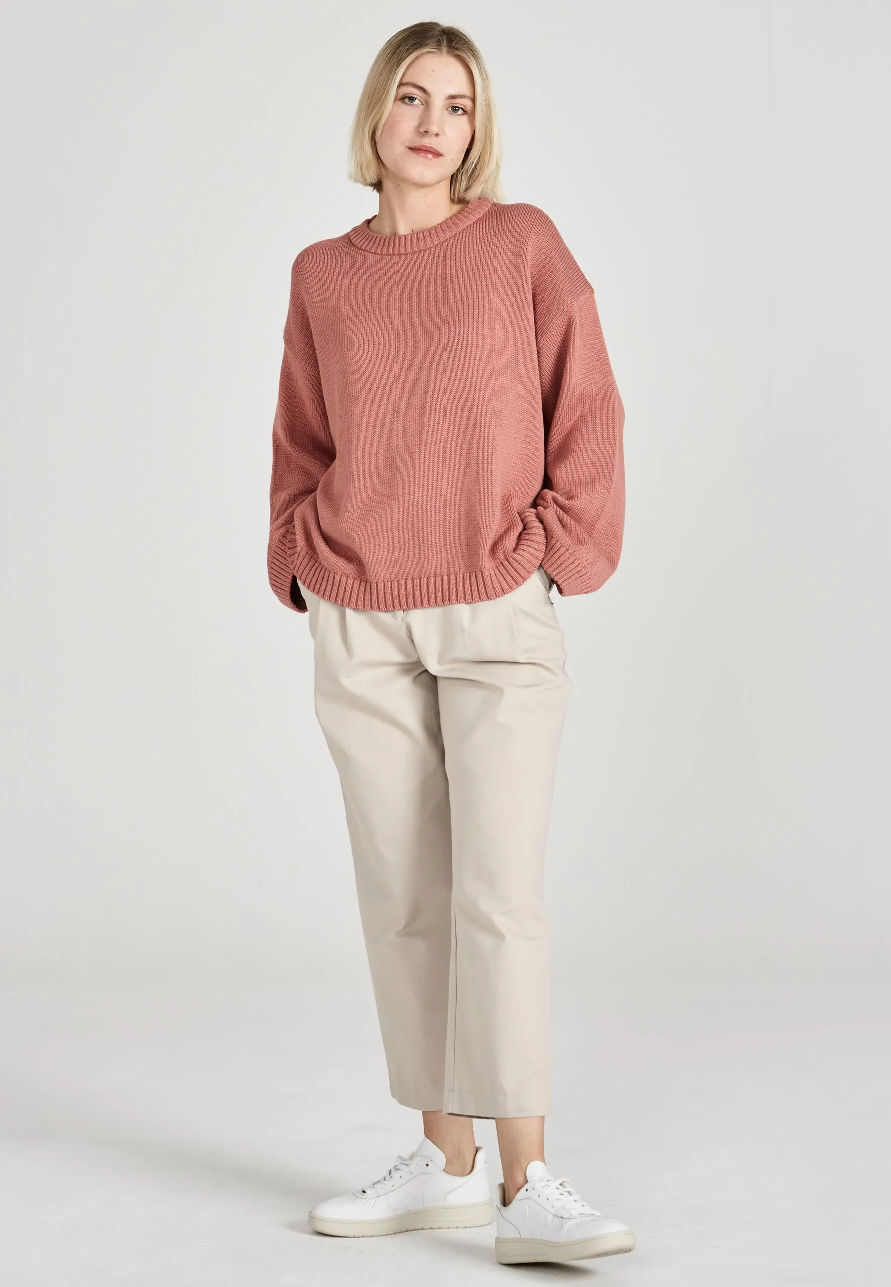 Organic Cotton Knit Sweater BECKY - Dark Rose Givn Berlin